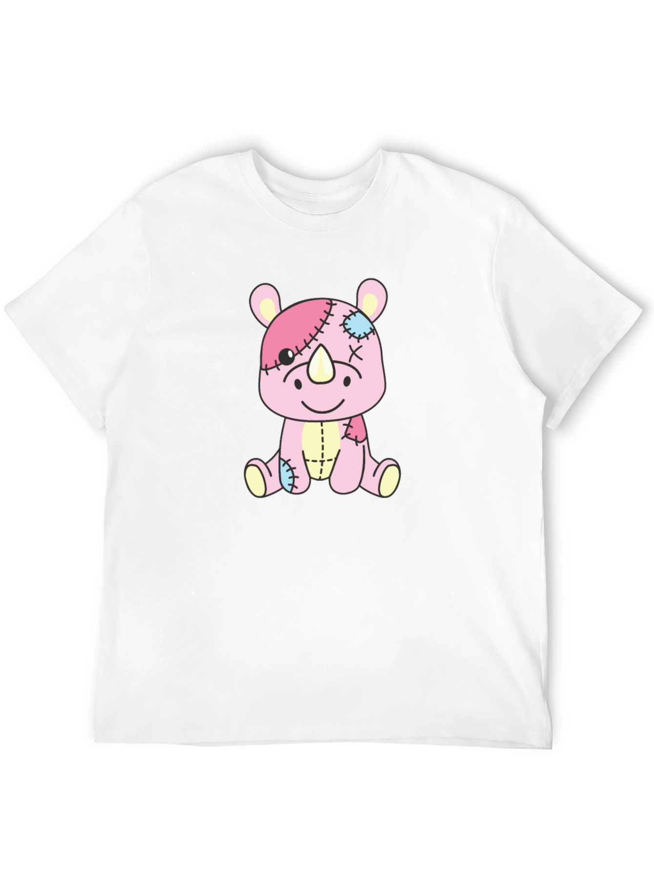 Rhino Stuffed Animal Patchwork Graphic Tee