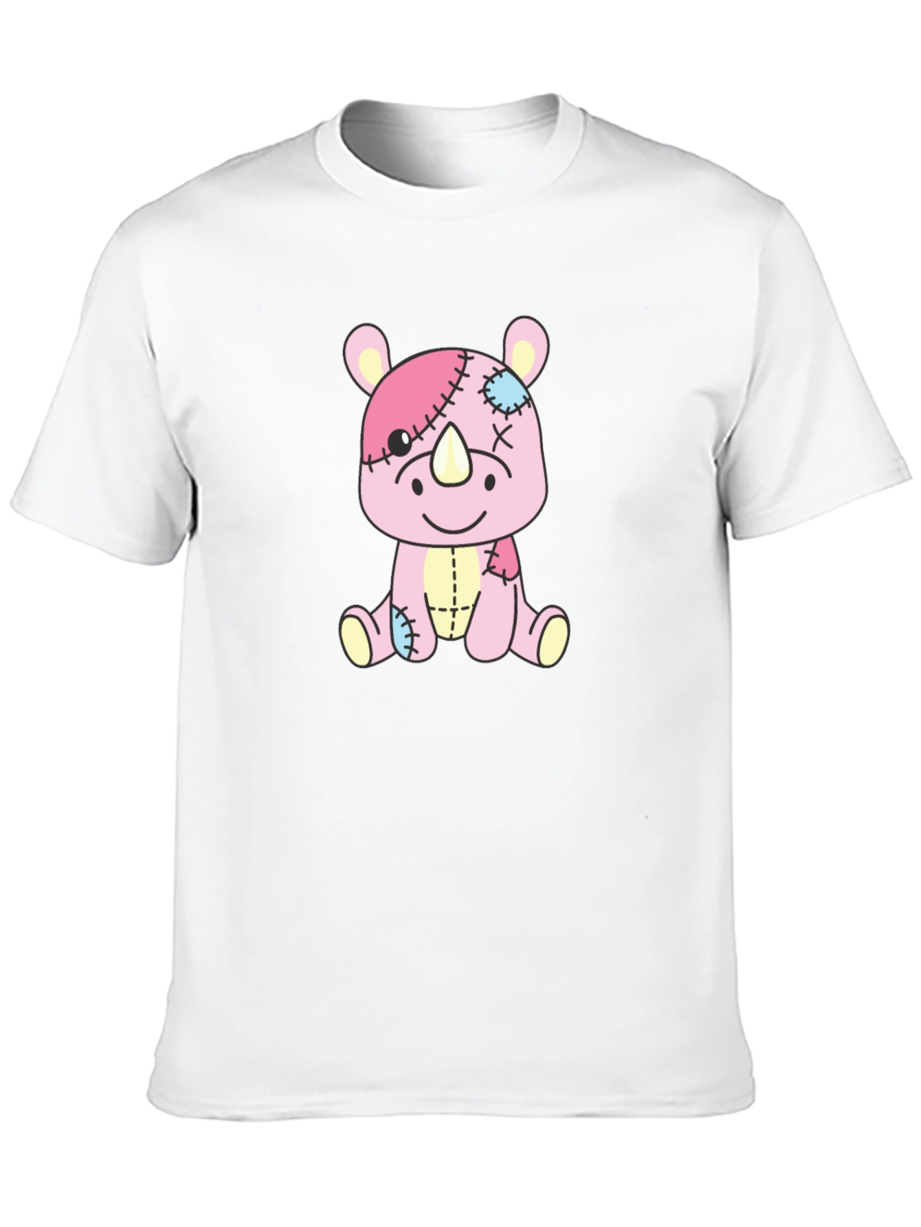 Rhino Stuffed Animal Patchwork Graphic Tee