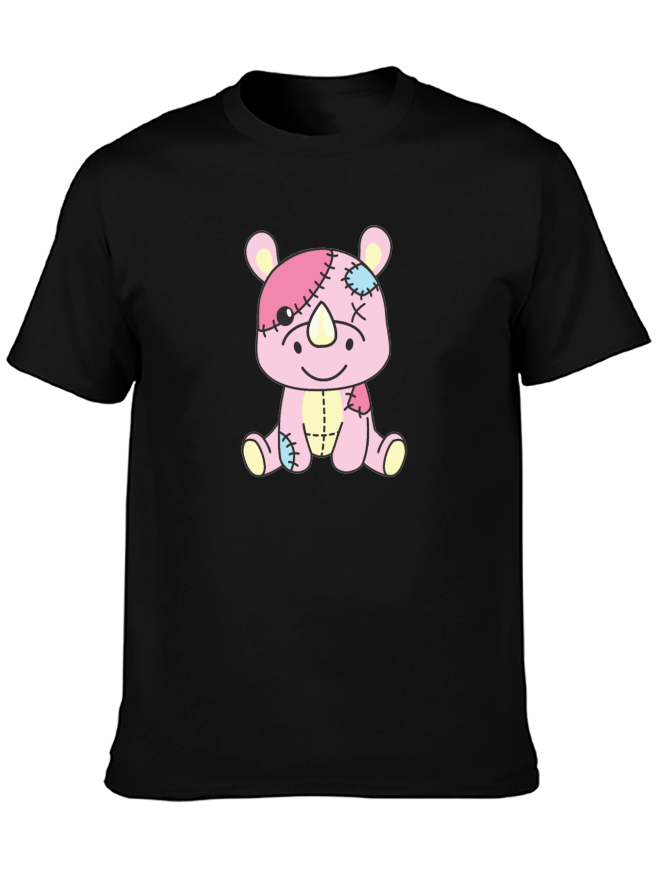 Rhino Stuffed Animal Patchwork Graphic Tee