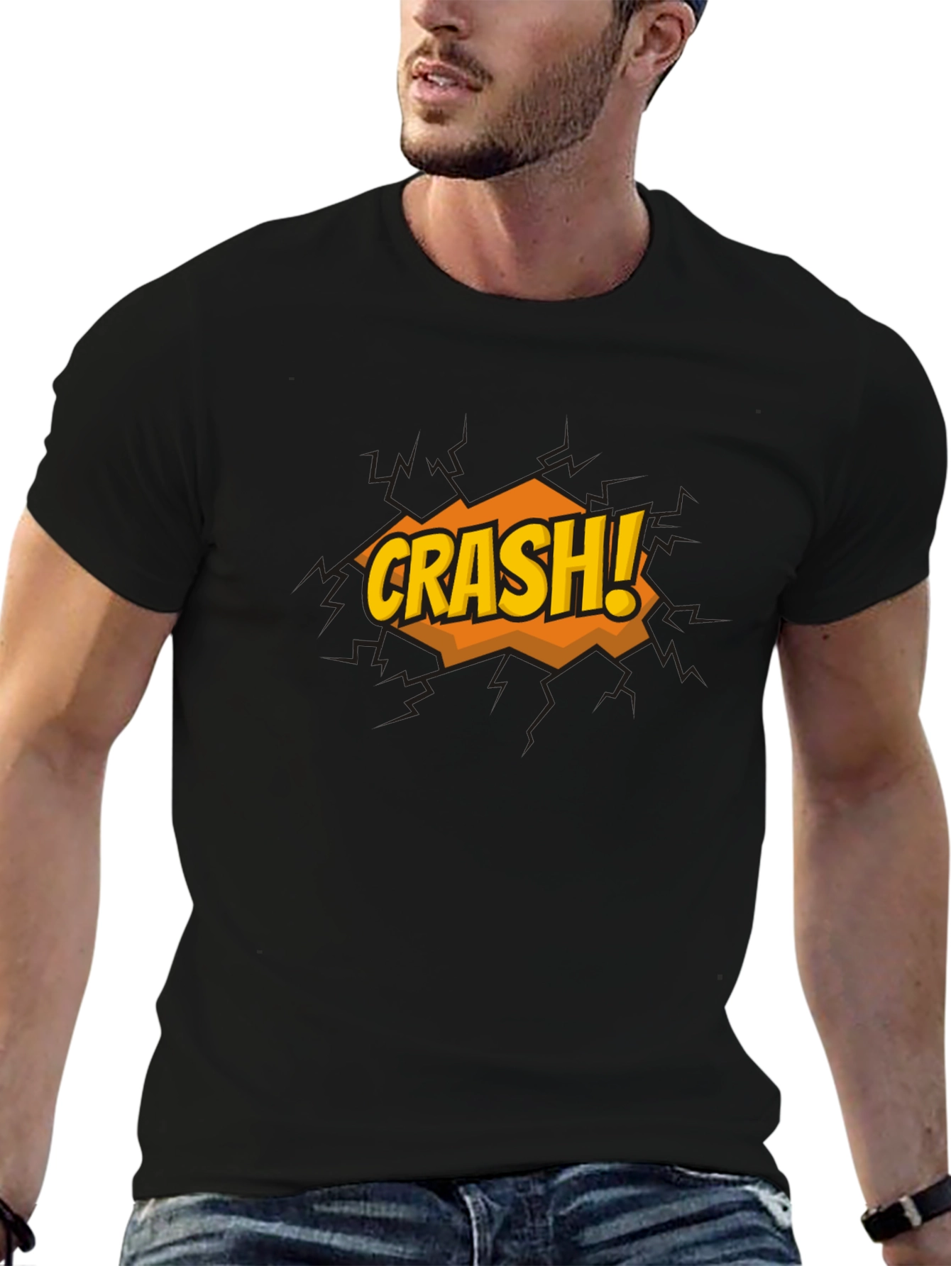 Crash Graphic Print Black T-Shirt