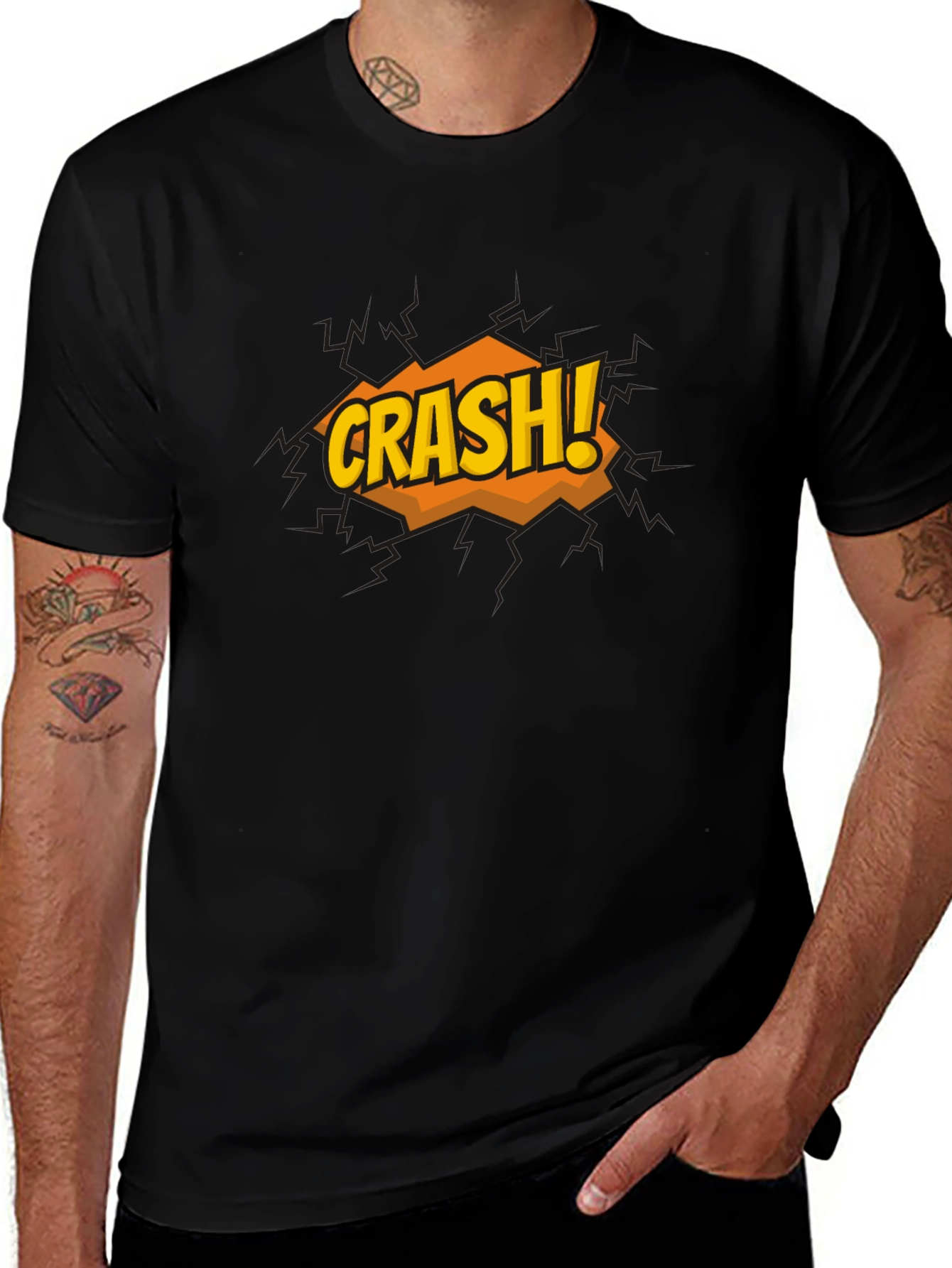 Crash Graphic Print Black T-Shirt