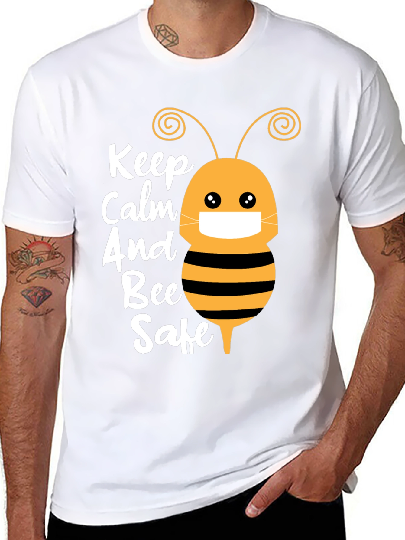 Keep Calm and Bee Safe Graphic T-Shirt