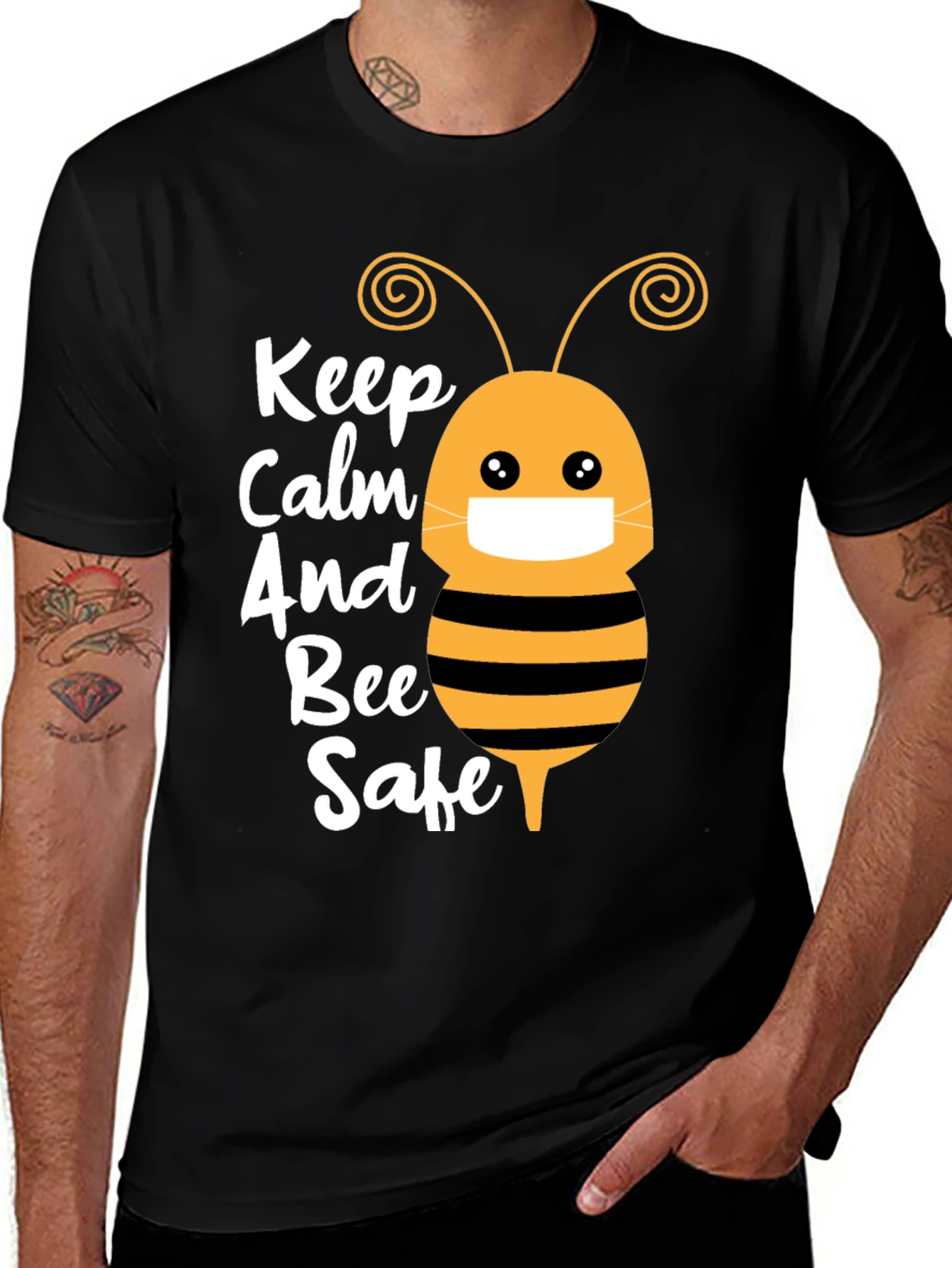 Keep Calm and Bee Safe Graphic T-Shirt
