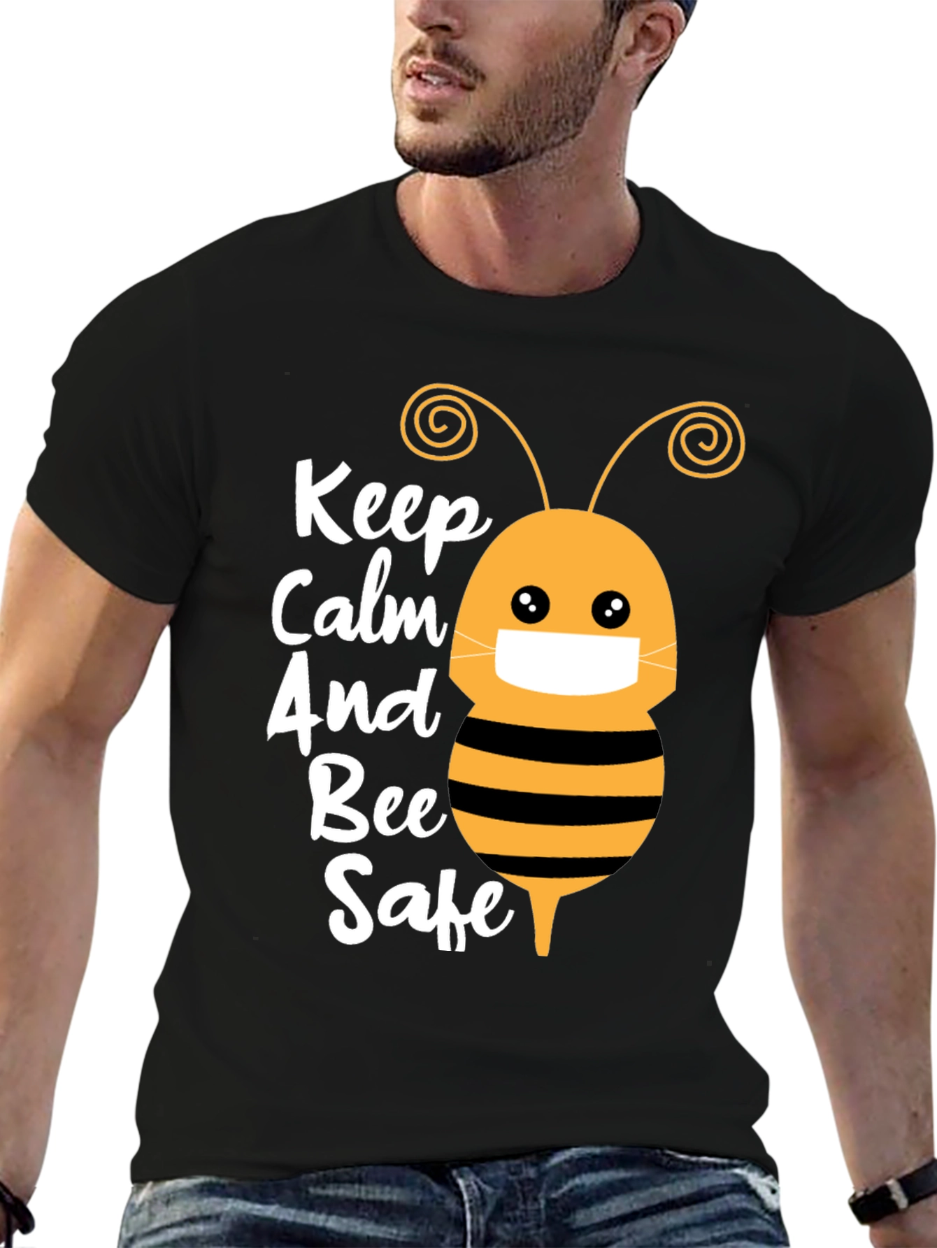 Keep Calm and Bee Safe Graphic T-Shirt