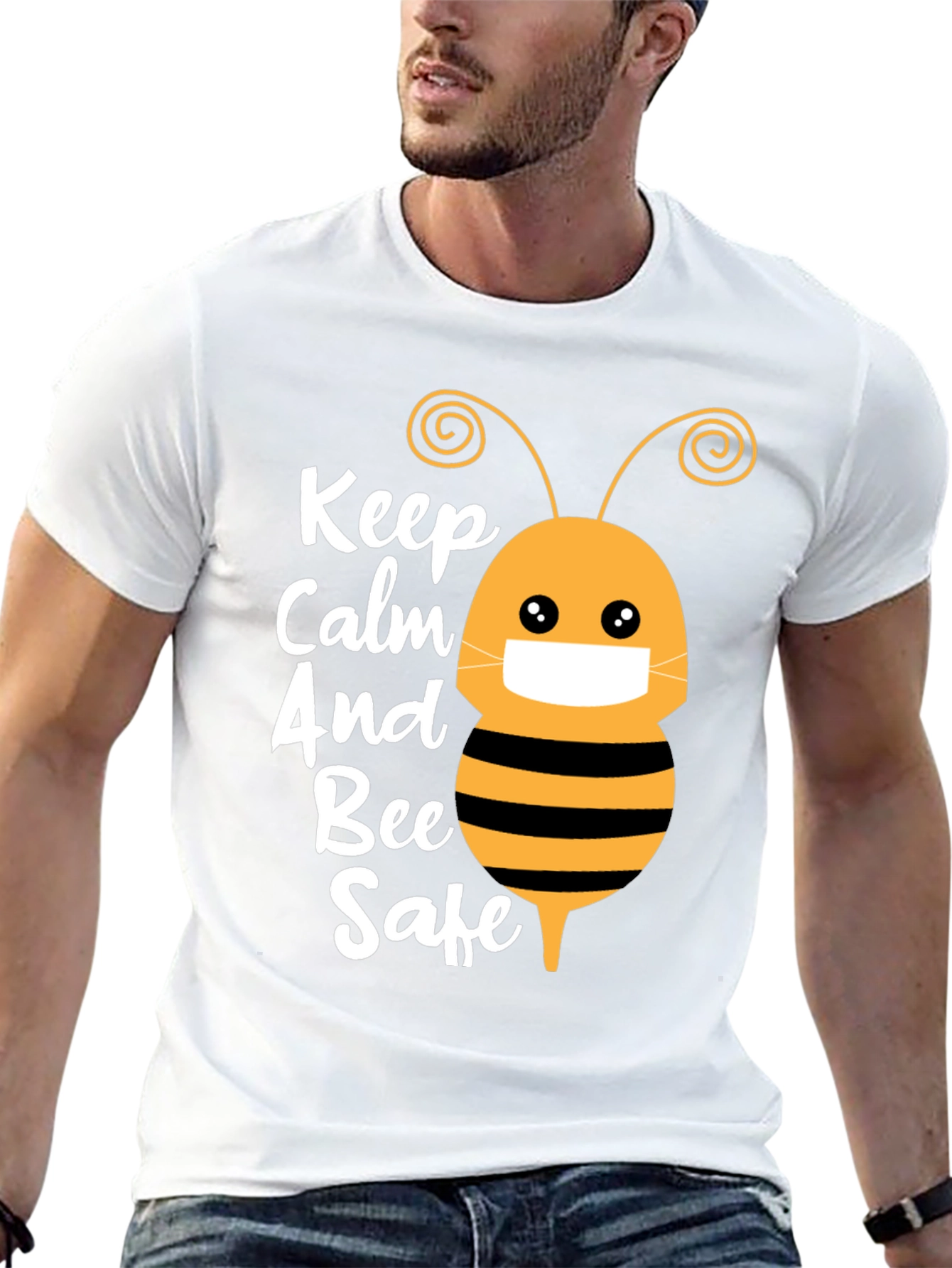 Keep Calm and Bee Safe Graphic T-Shirt