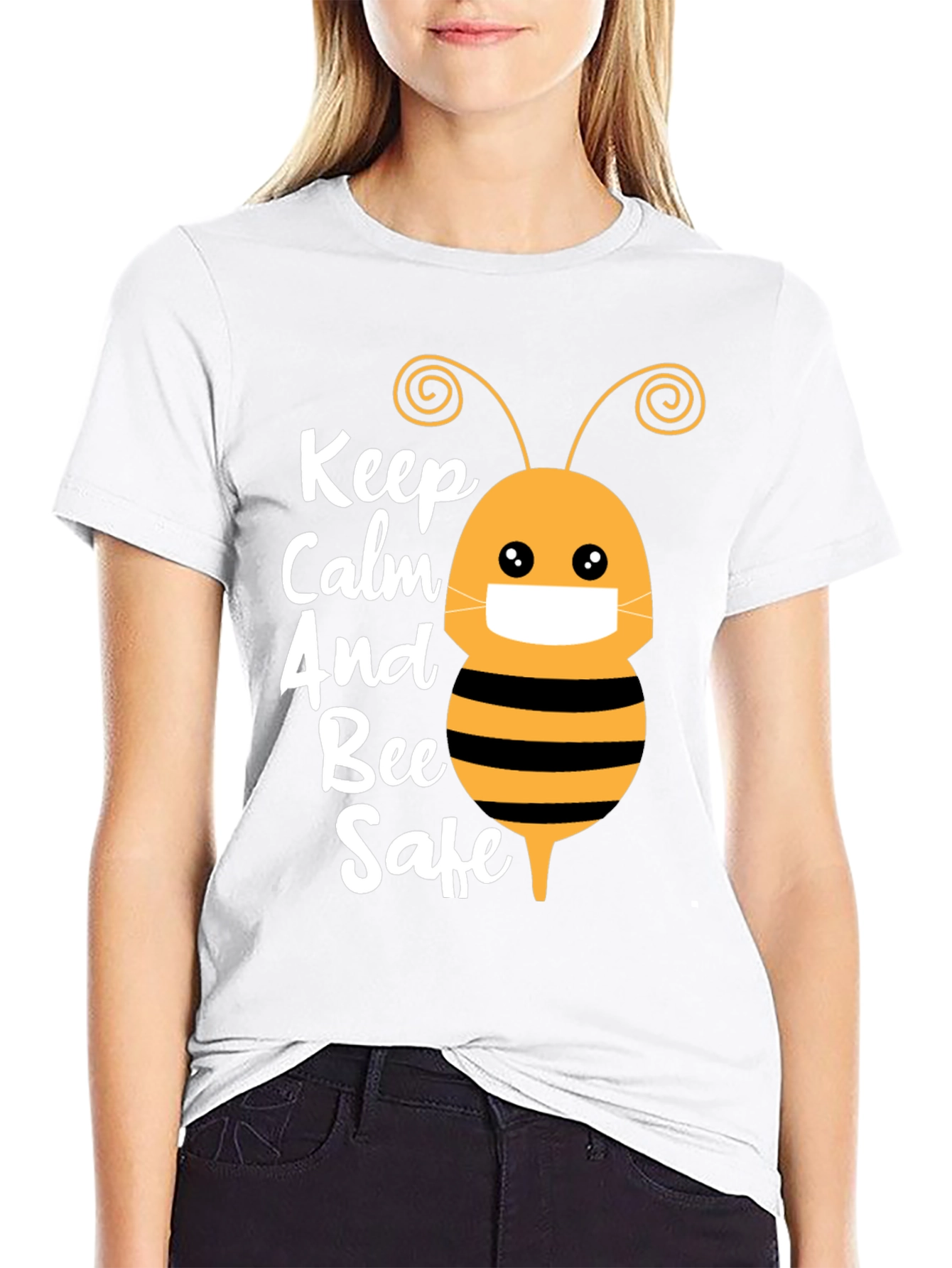 Keep Calm and Bee Safe Graphic T-Shirt
