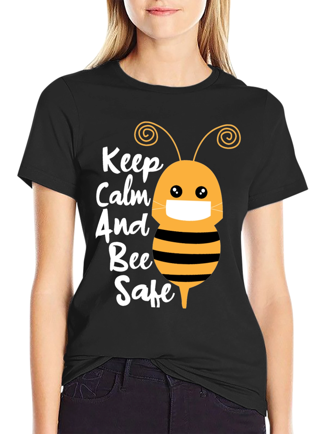 Keep Calm and Bee Safe Graphic T-Shirt