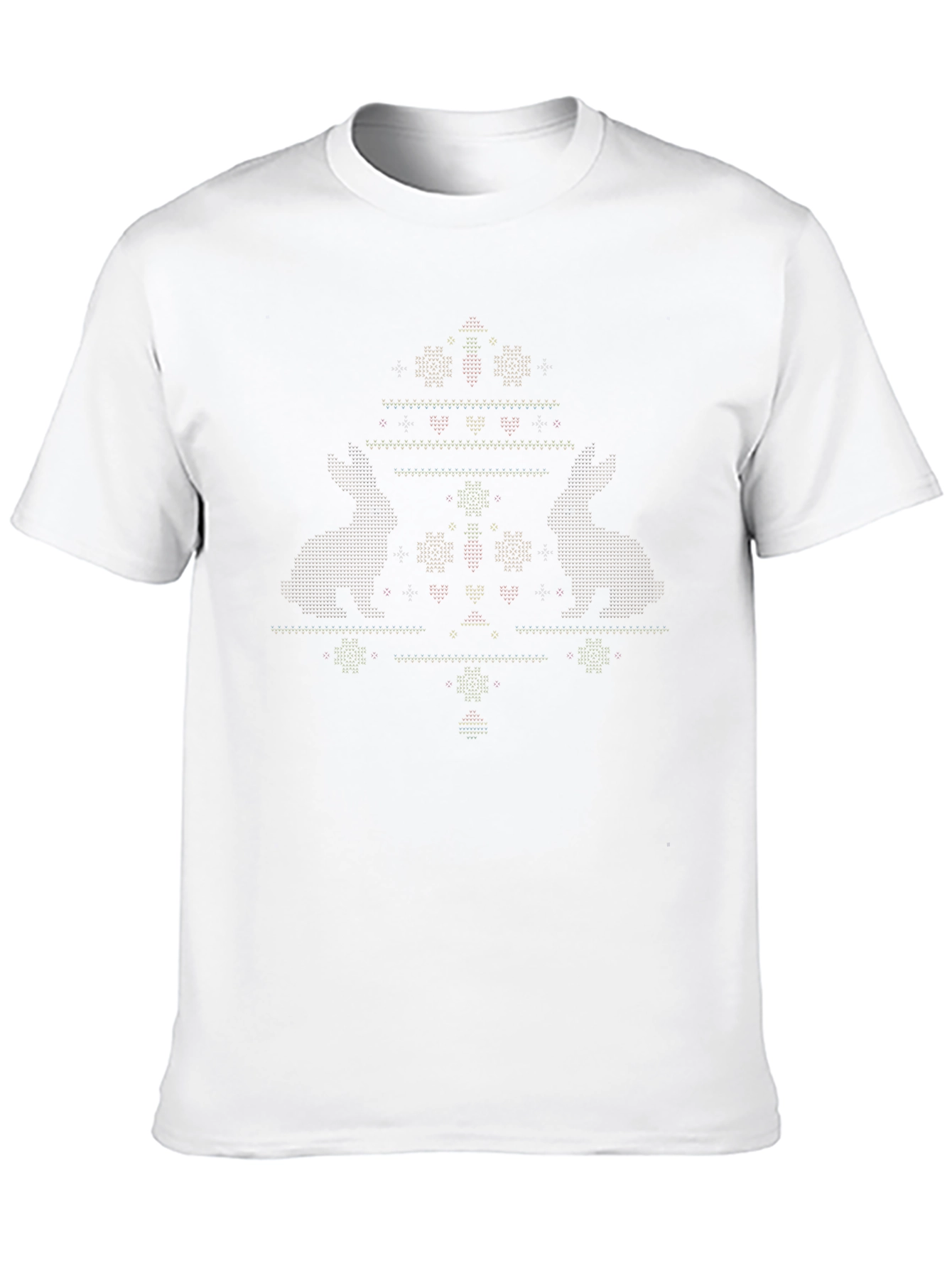 Novelty Christmas Tree Pattern Black T-Shirt