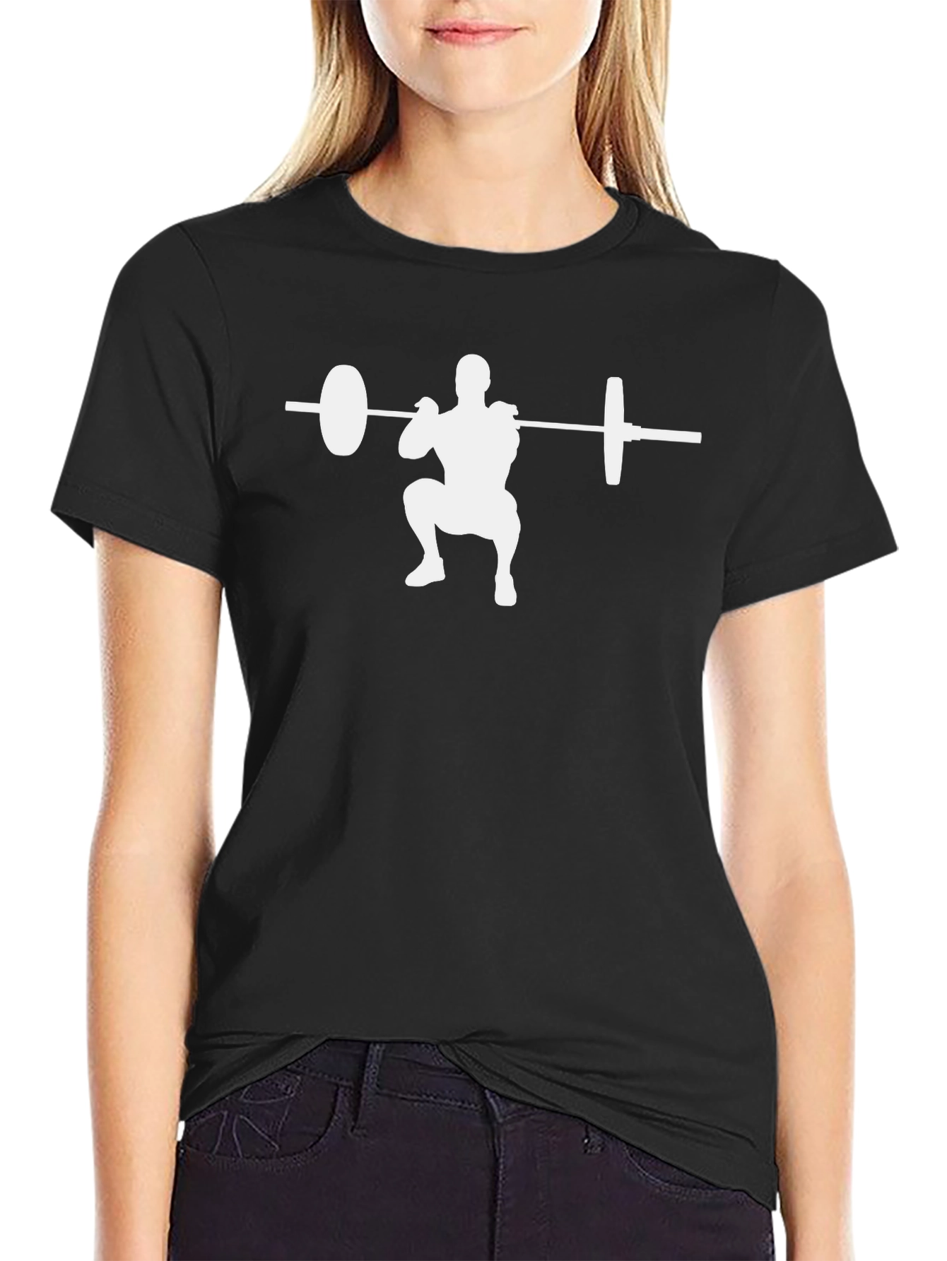 Weightlifting Squat Graphic Tee - Black Cotton
