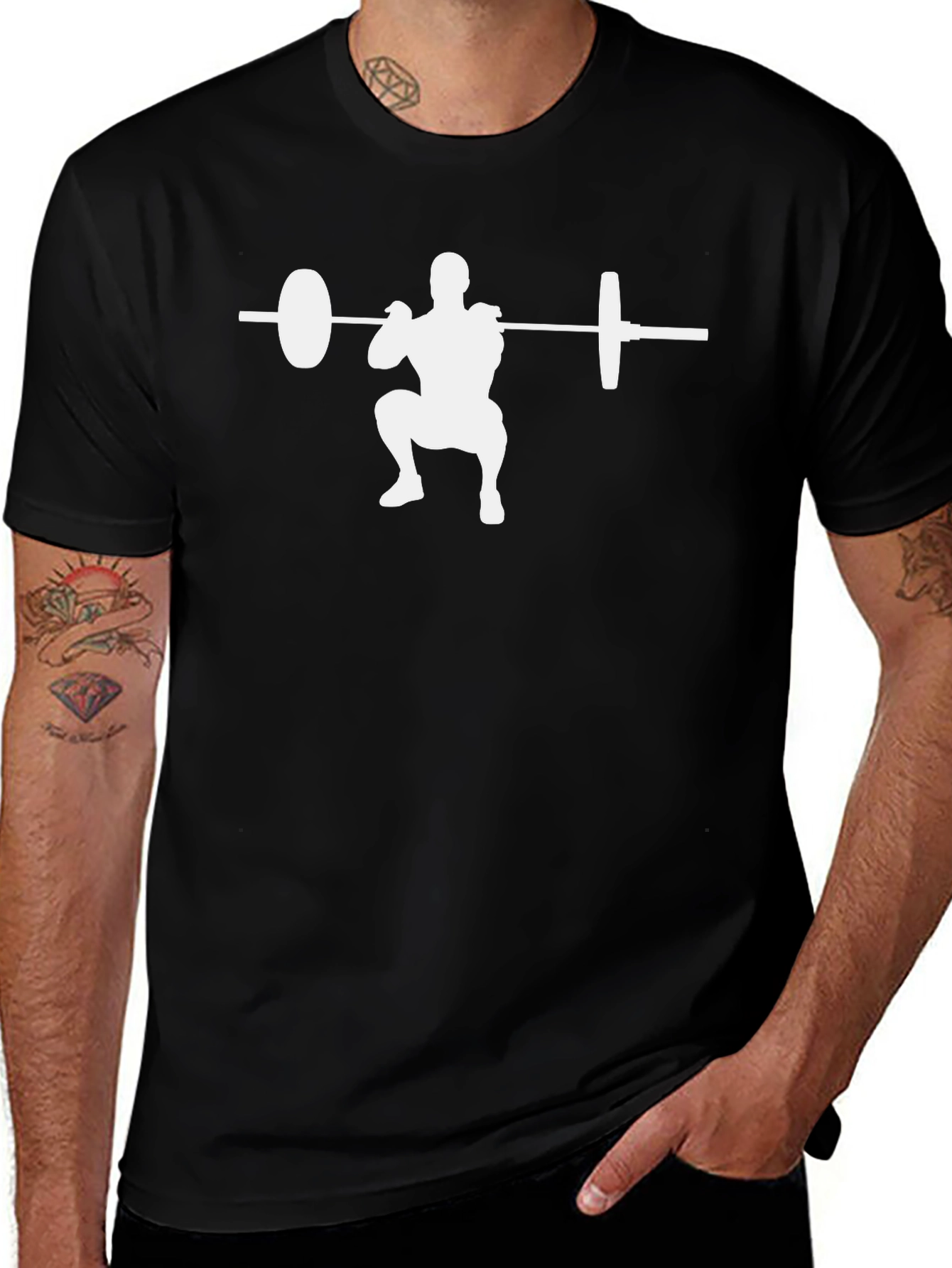 Weightlifting Squat Graphic Tee - Black Cotton