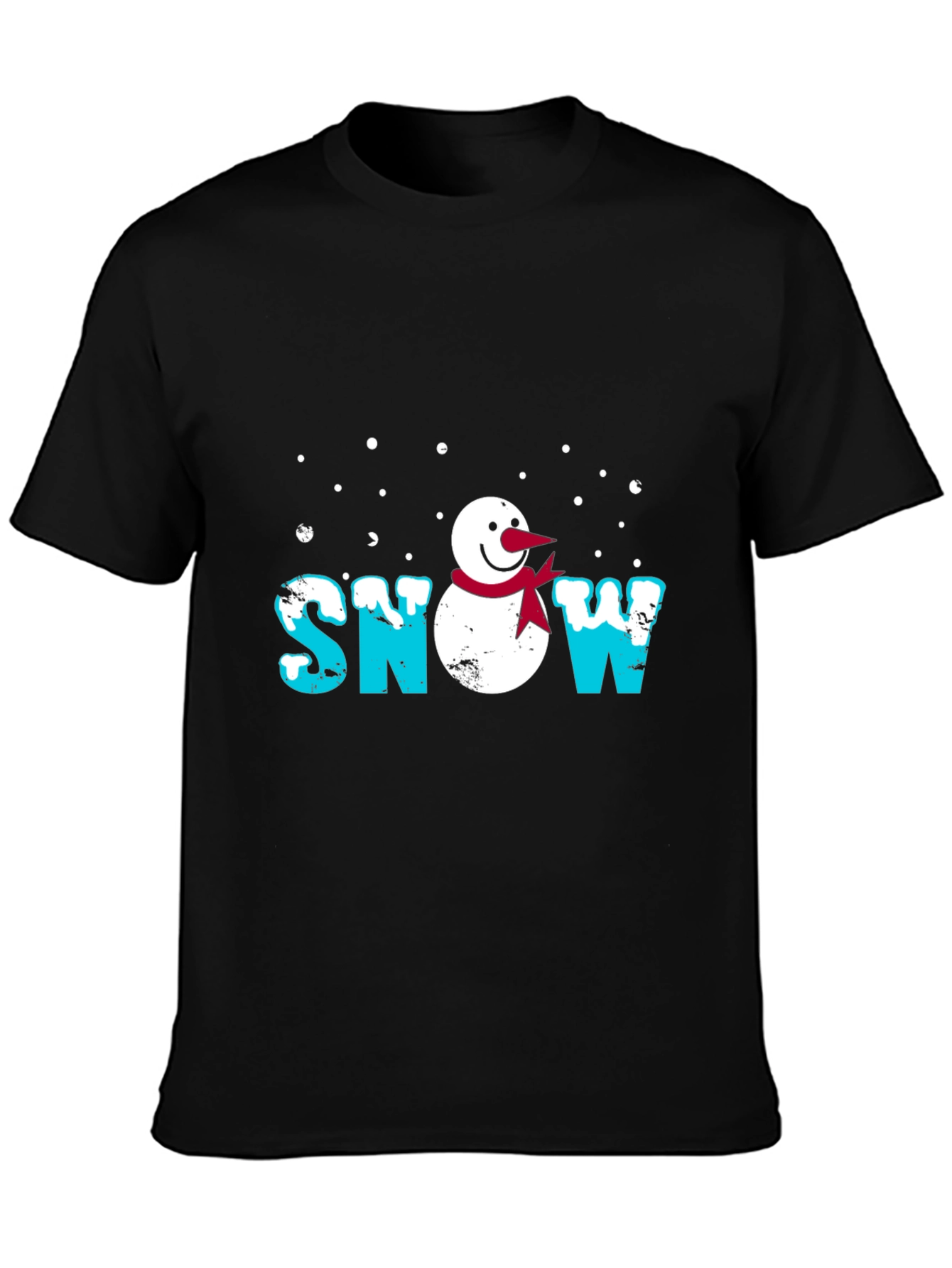 Snowman Graphic Print Black T-Shirt