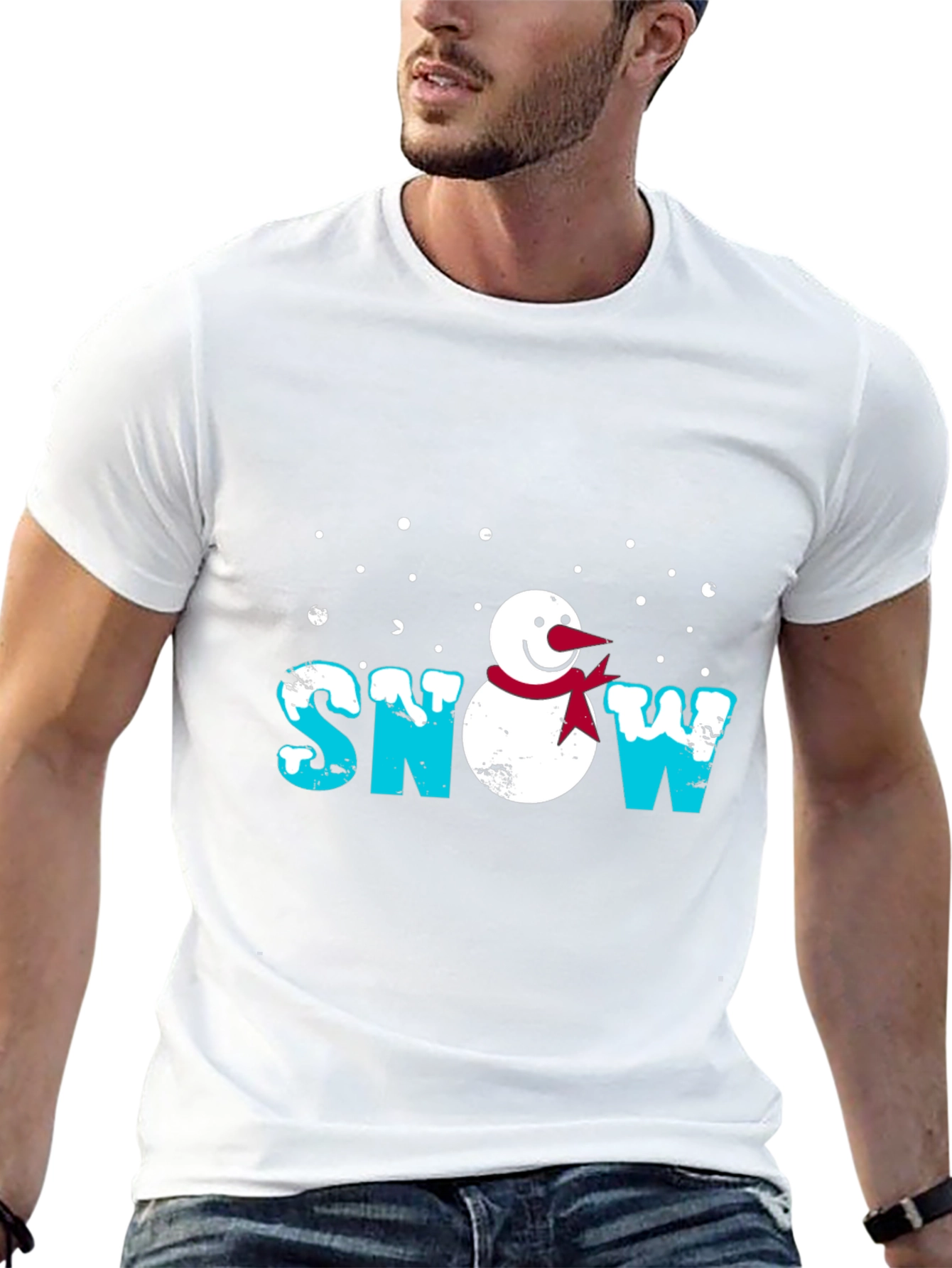 Snowman Graphic Print Black T-Shirt