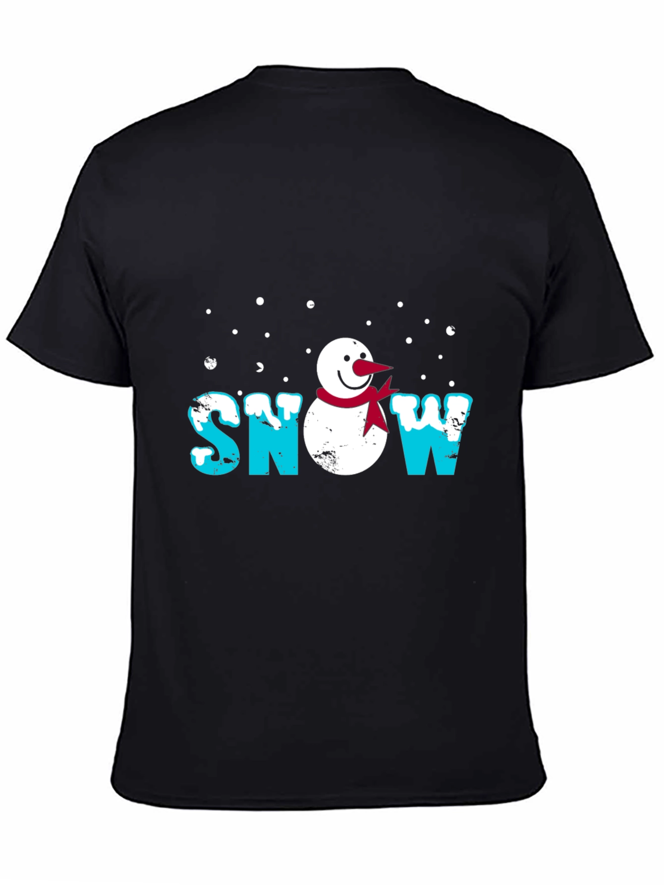 Snowman Graphic Print Black T-Shirt