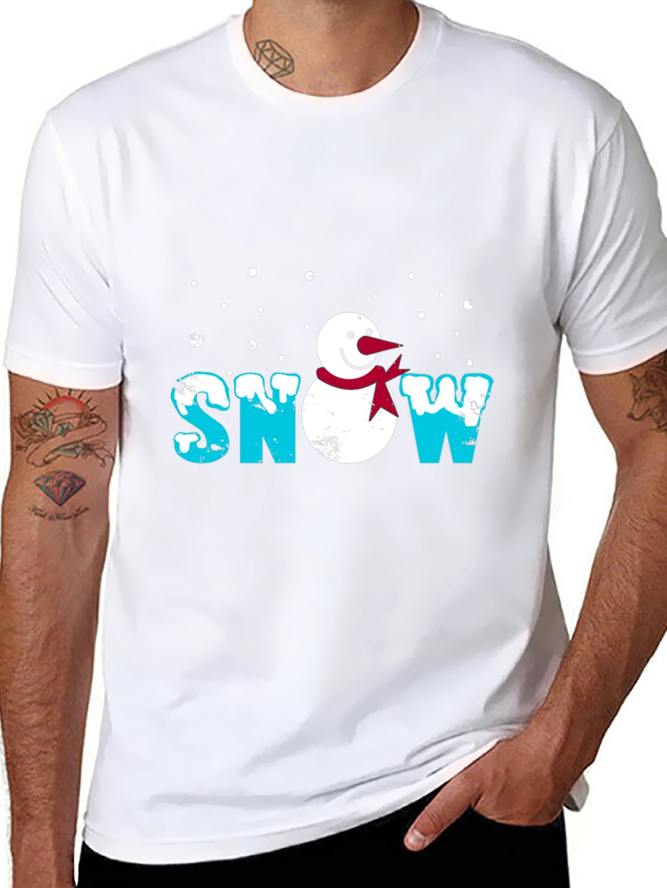 Snowman Graphic Print Black T-Shirt
