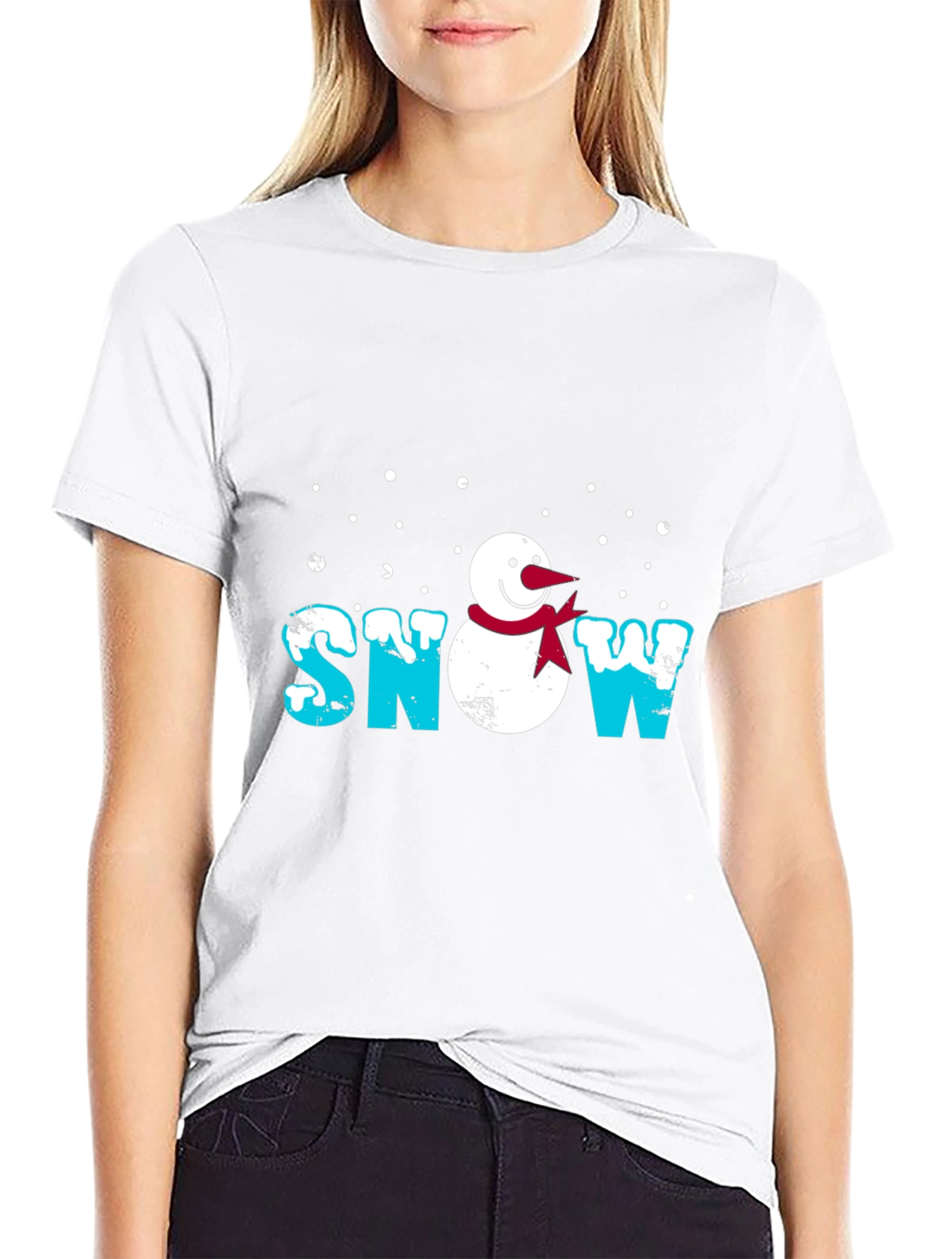 Snowman Graphic Print Black T-Shirt