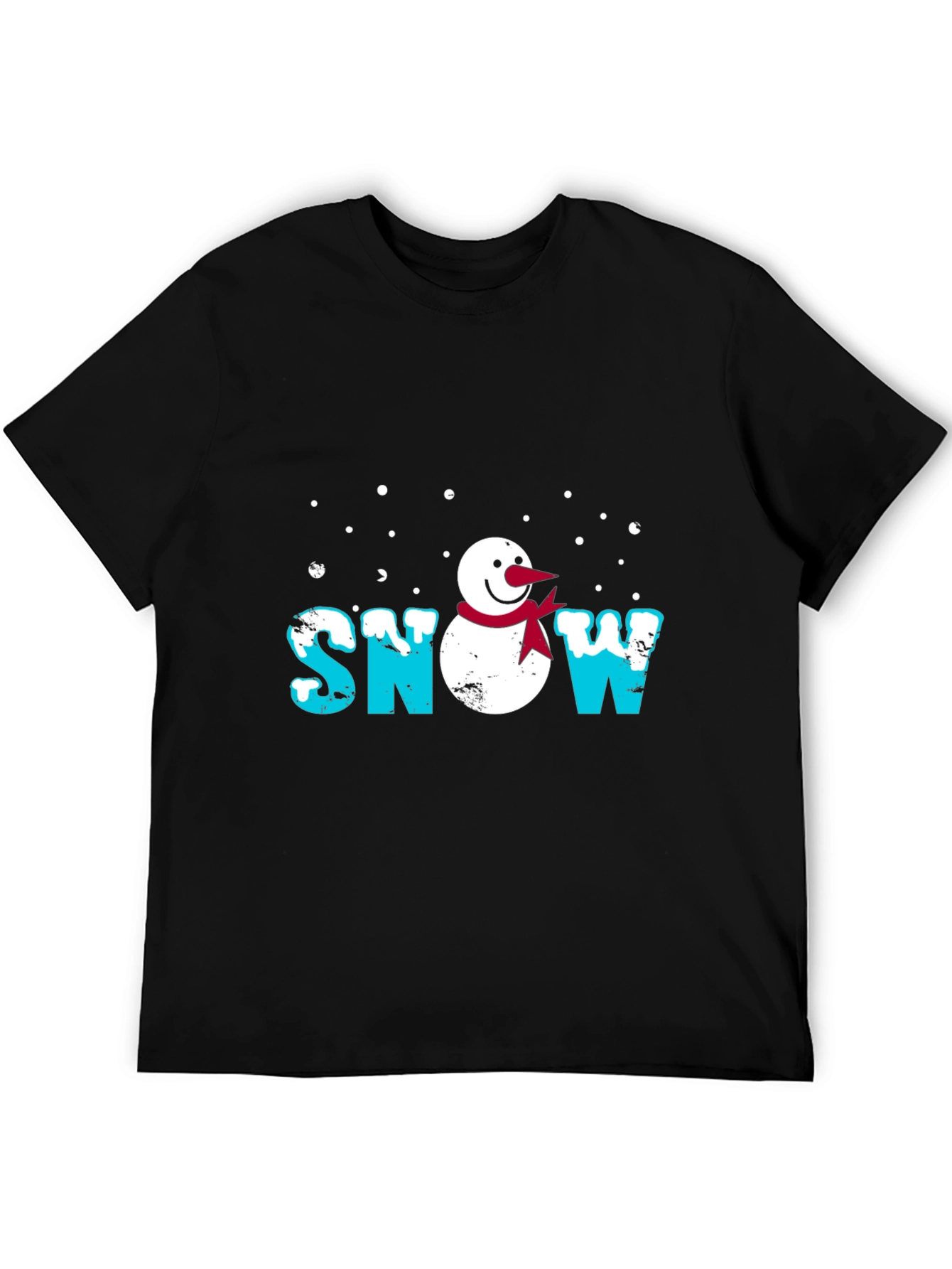 Snowman Graphic Print Black T-Shirt