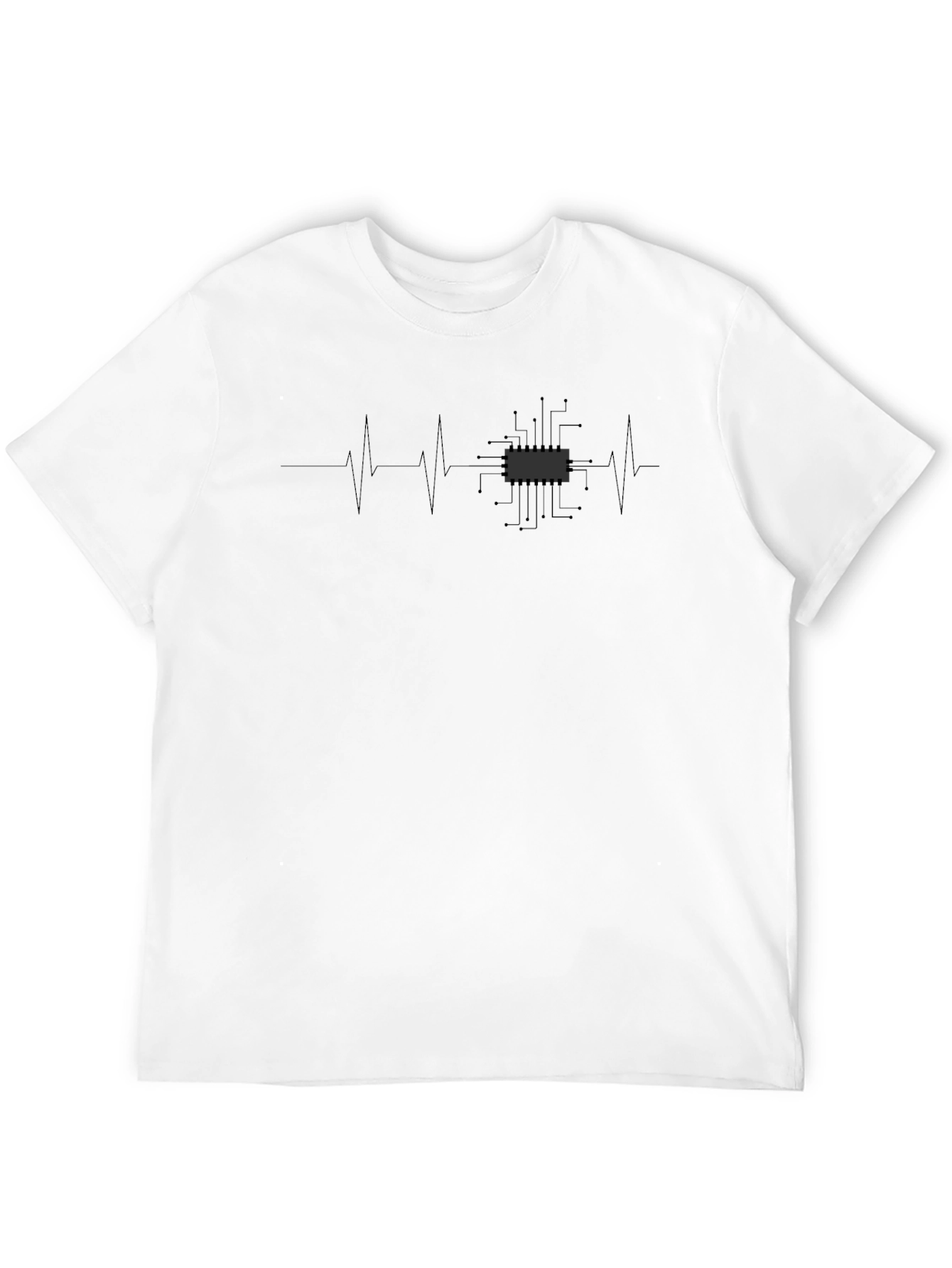 Circuit Board Heartbeat Graphic Tee - Black