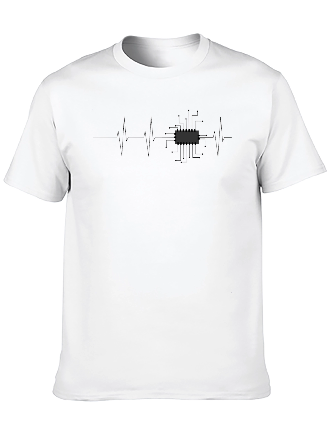 Circuit Board Heartbeat Graphic Tee - Black
