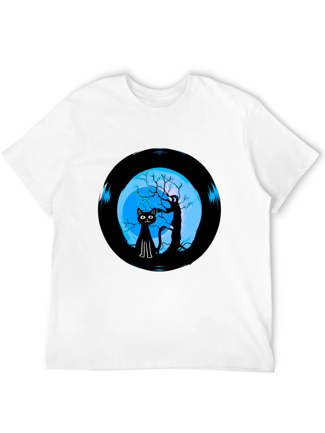 Black Cat Moon Vinyl Graphic Tee