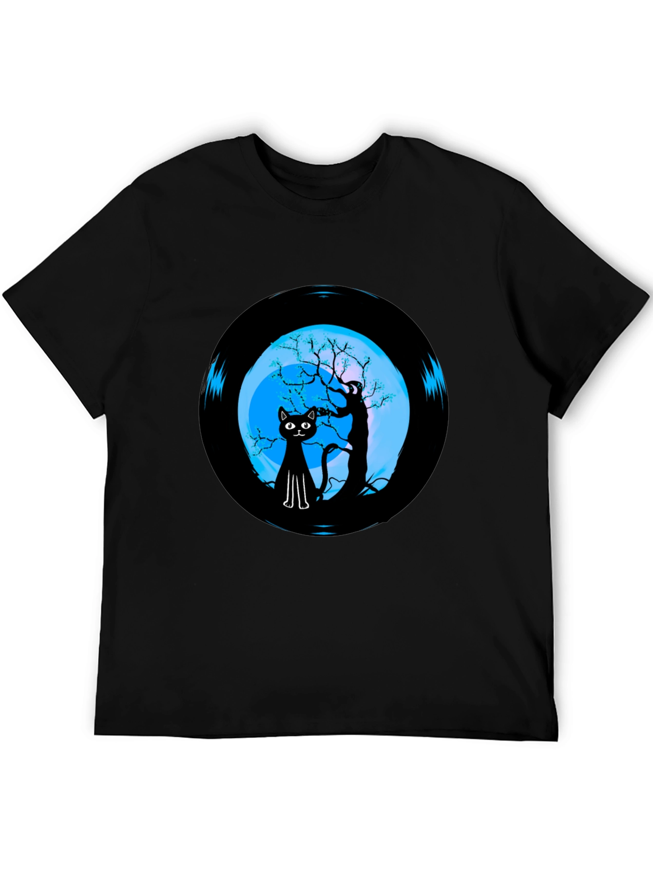 Black Cat Moon Vinyl Graphic Tee