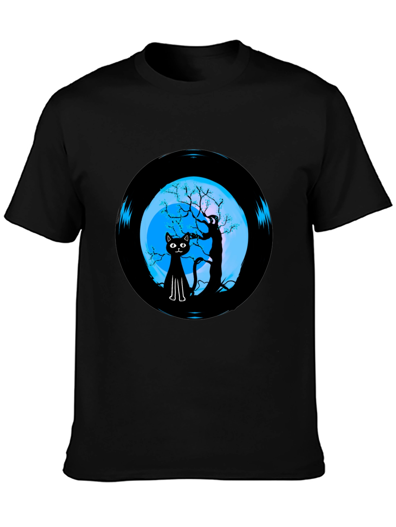 Black Cat Moon Vinyl Graphic Tee