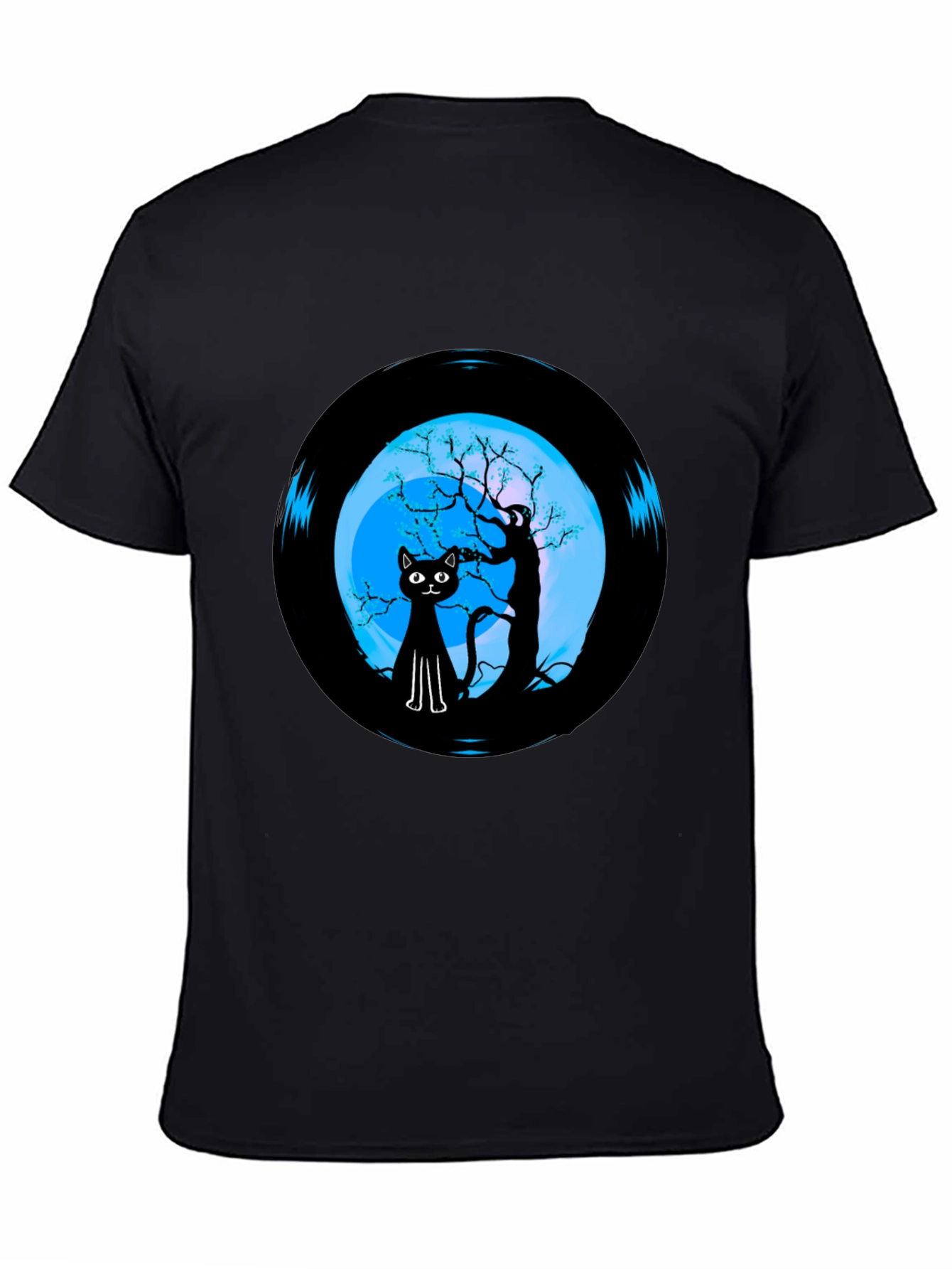 Black Cat Moon Vinyl Graphic Tee