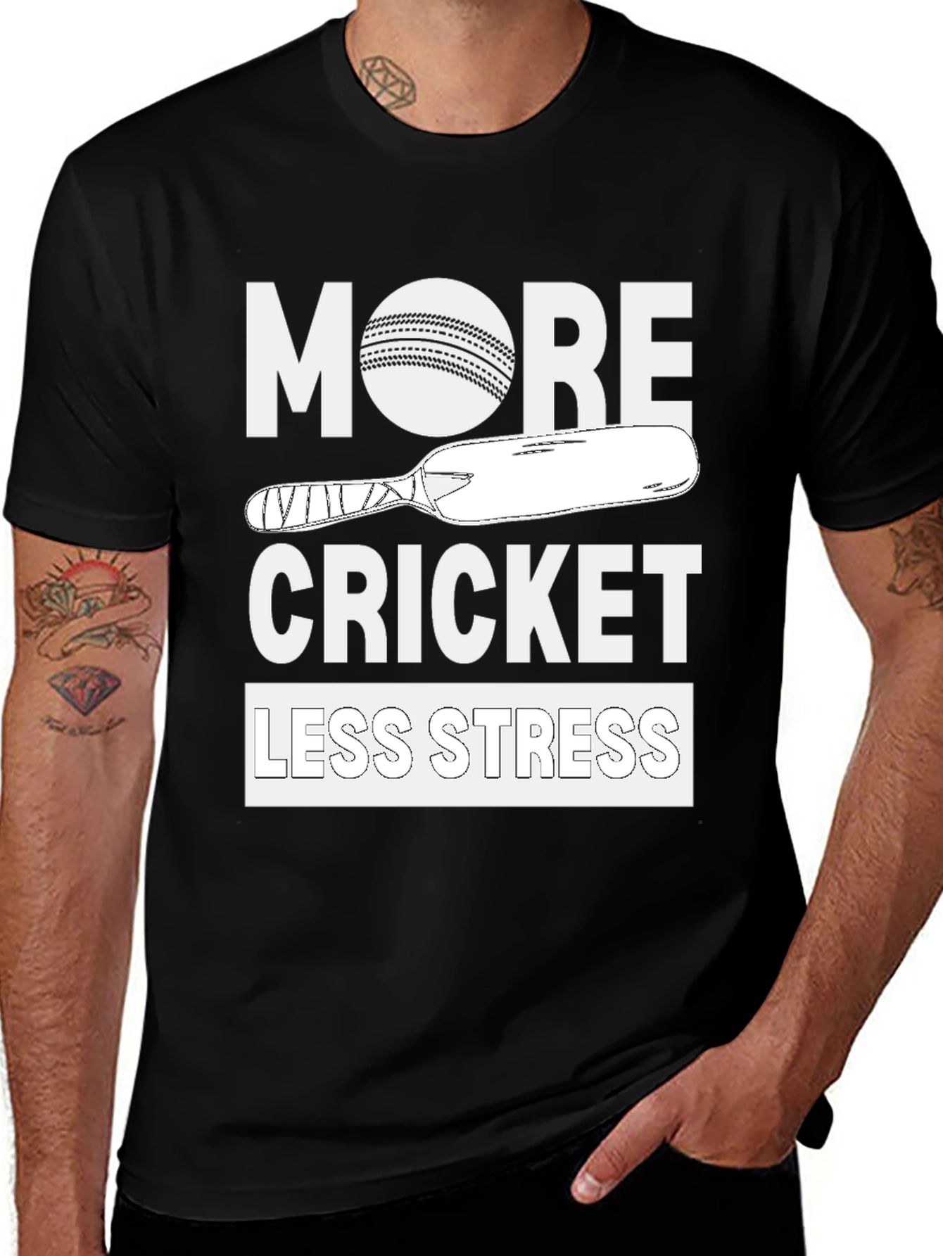 More Cricket Less Stress Tee