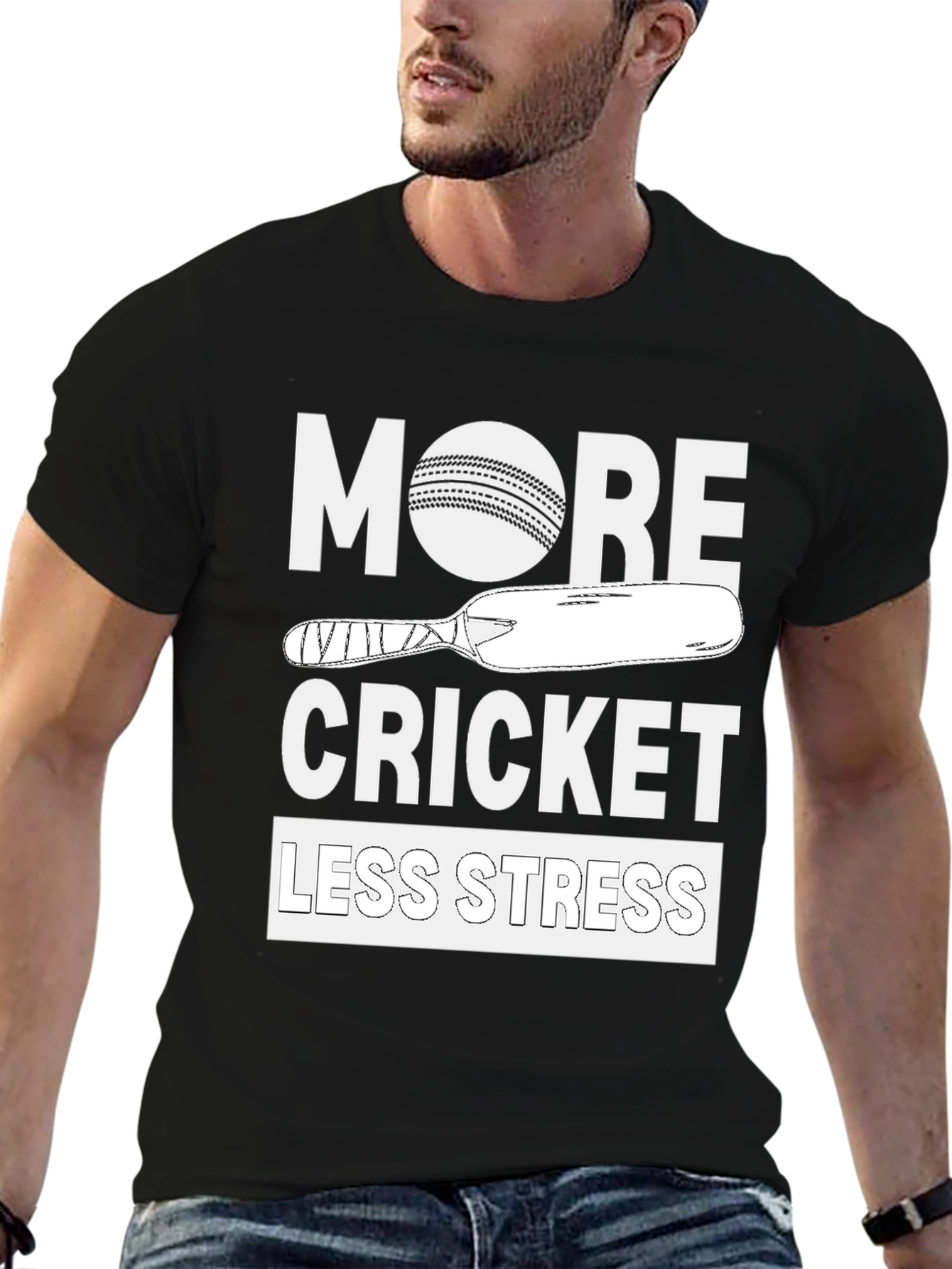 More Cricket Less Stress Tee