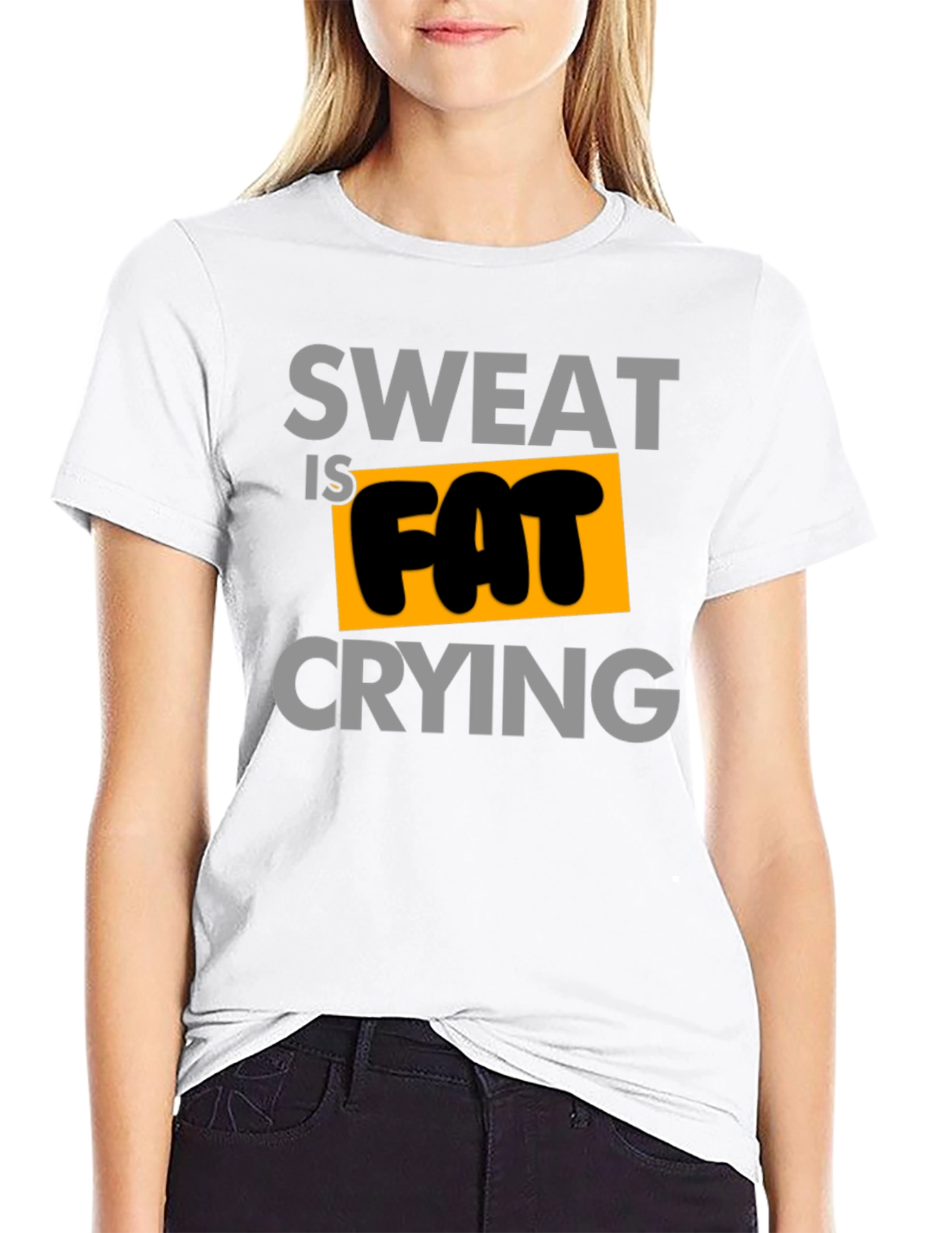 Sweat is Fat Crying Graphic Tee - Black