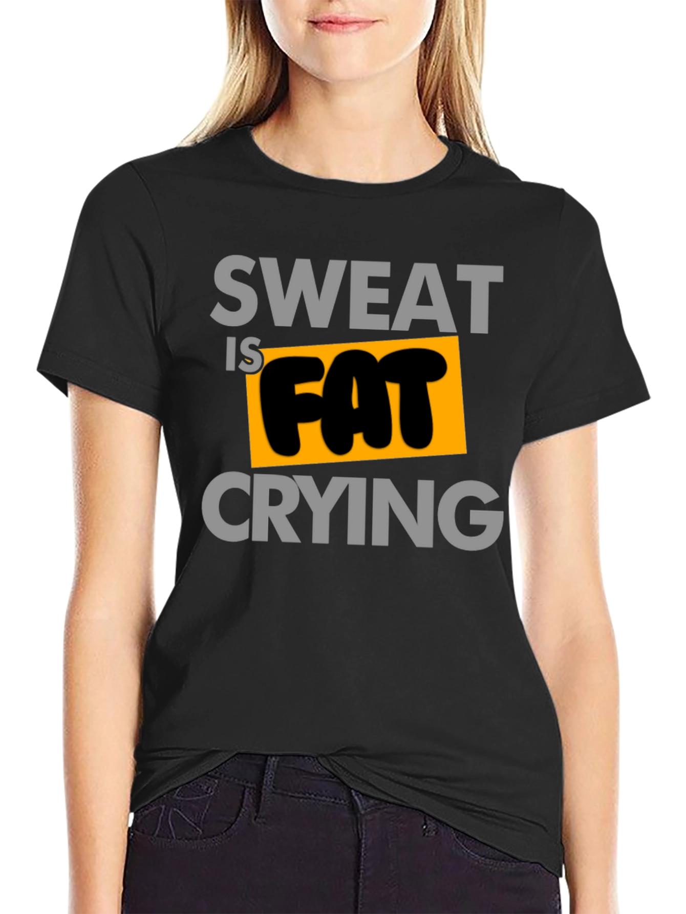 Sweat is Fat Crying Graphic Tee - Black