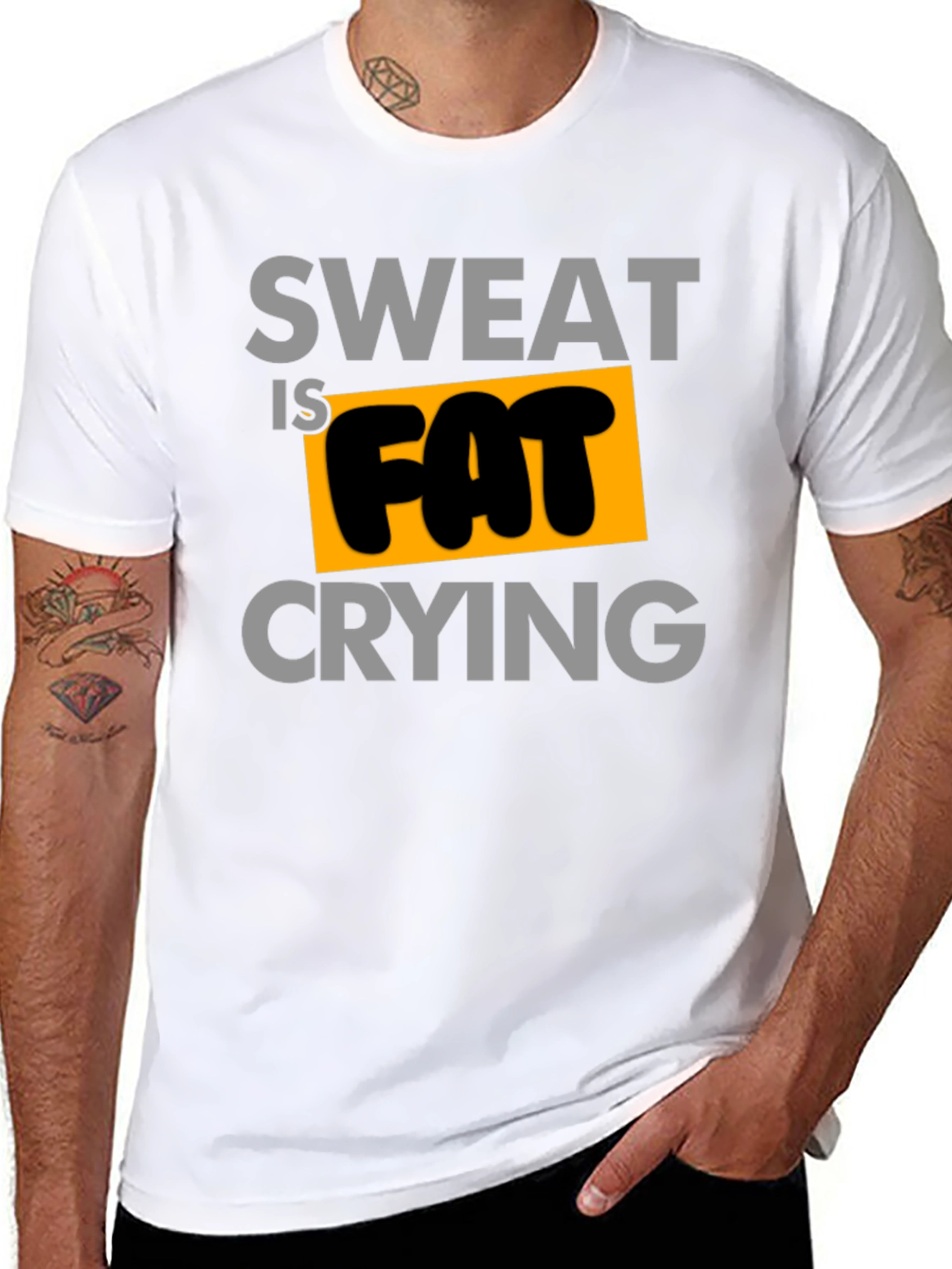 Sweat is Fat Crying Graphic Tee - Black