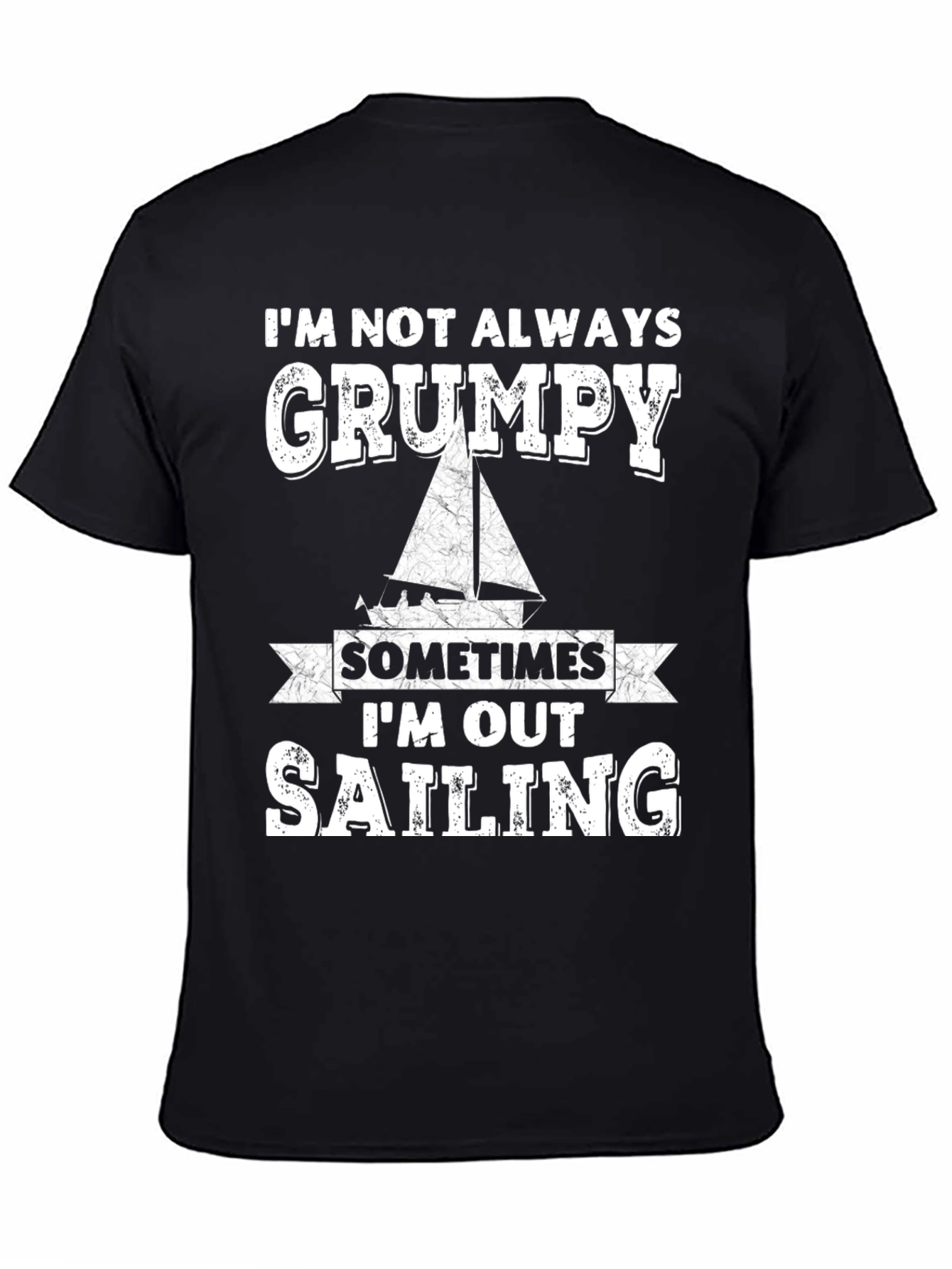 Grumpy Sailing T-Shirt Black Crew Neck