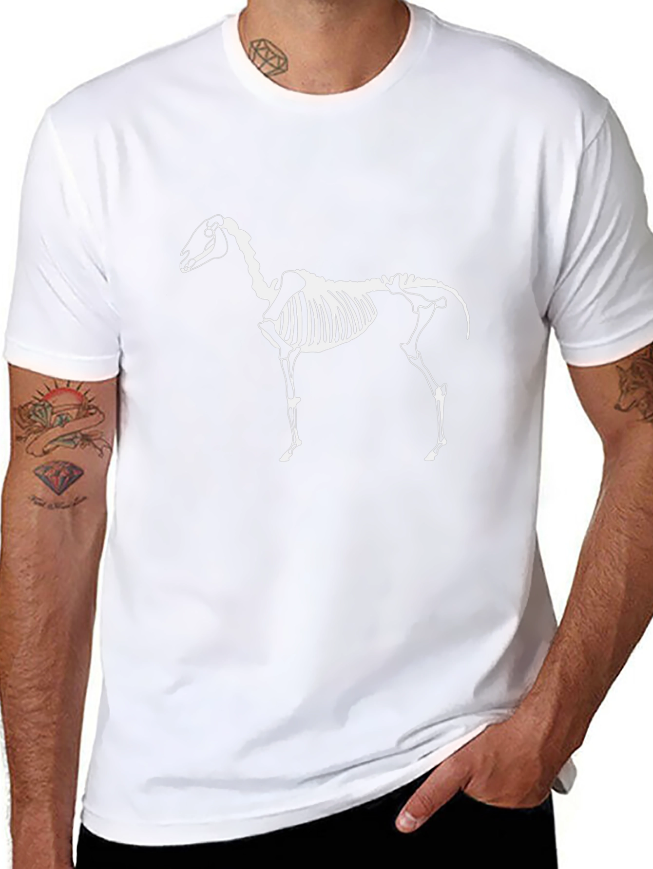 Horse Skeleton Graphic Tee - Black