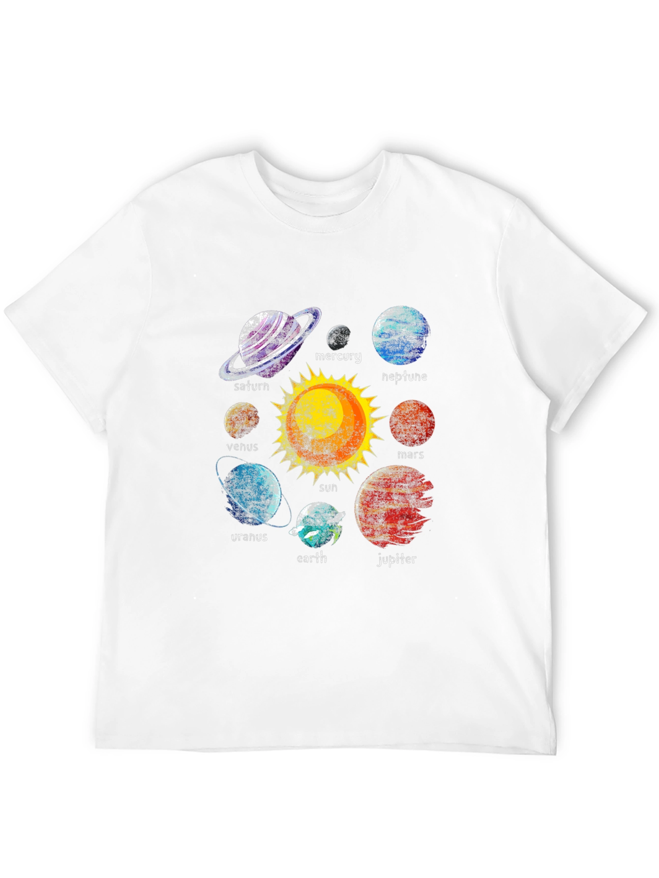 Planets Solar System Graphic Black T-Shirt