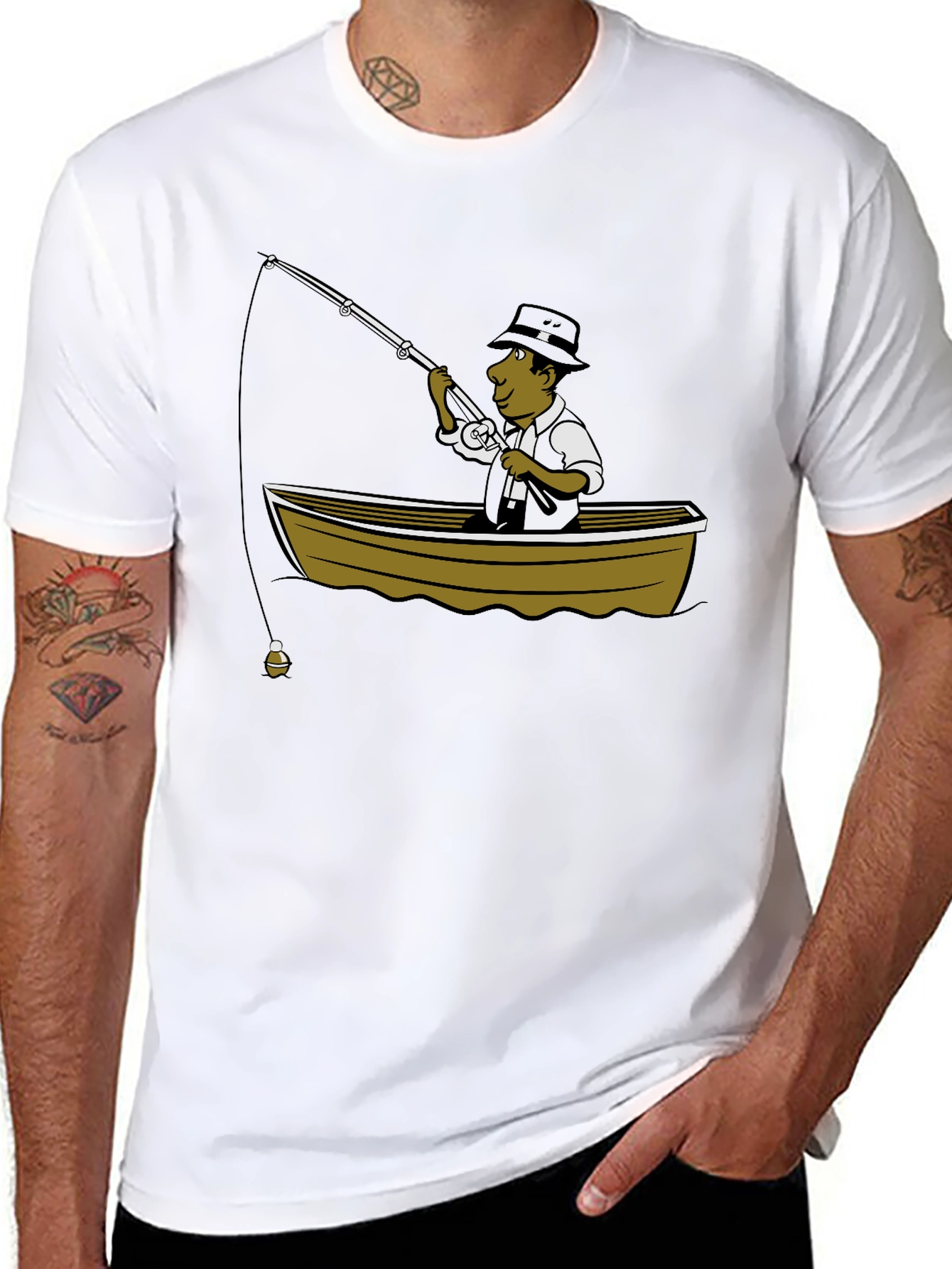 Fishing Cartoon Graphic T-Shirt