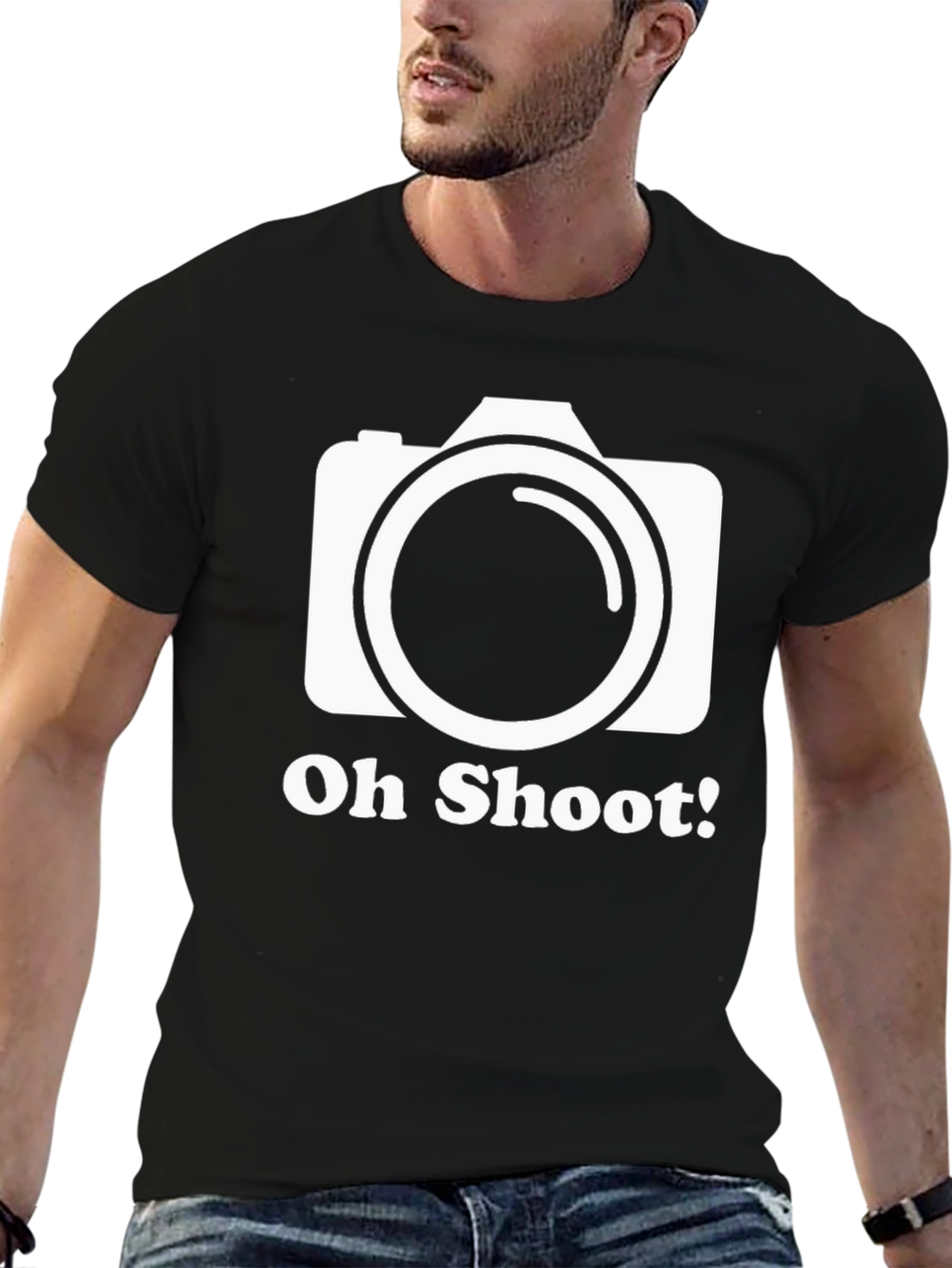 Oh Shoot! Camera Graphic Black T-Shirt