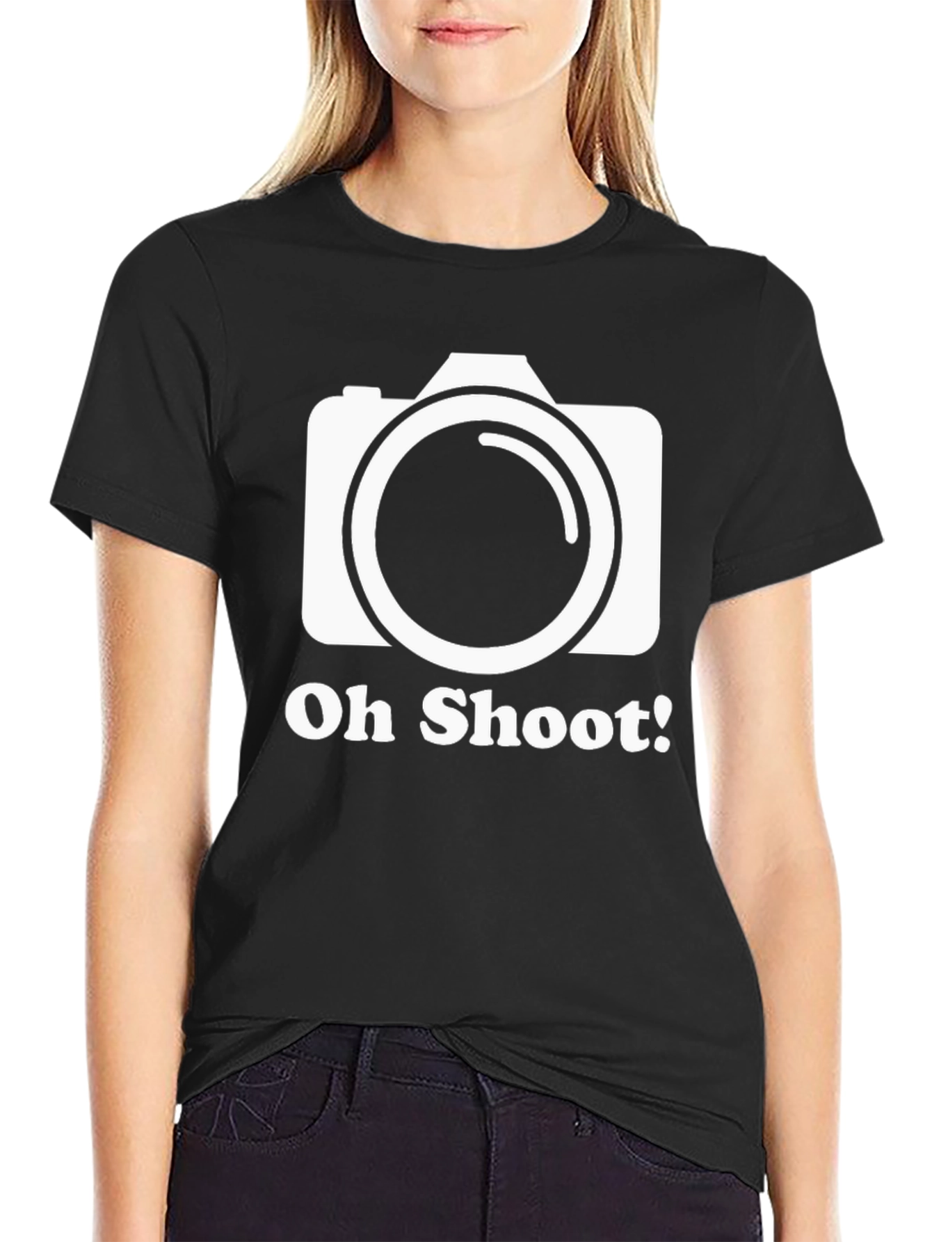 Oh Shoot! Camera Graphic Black T-Shirt