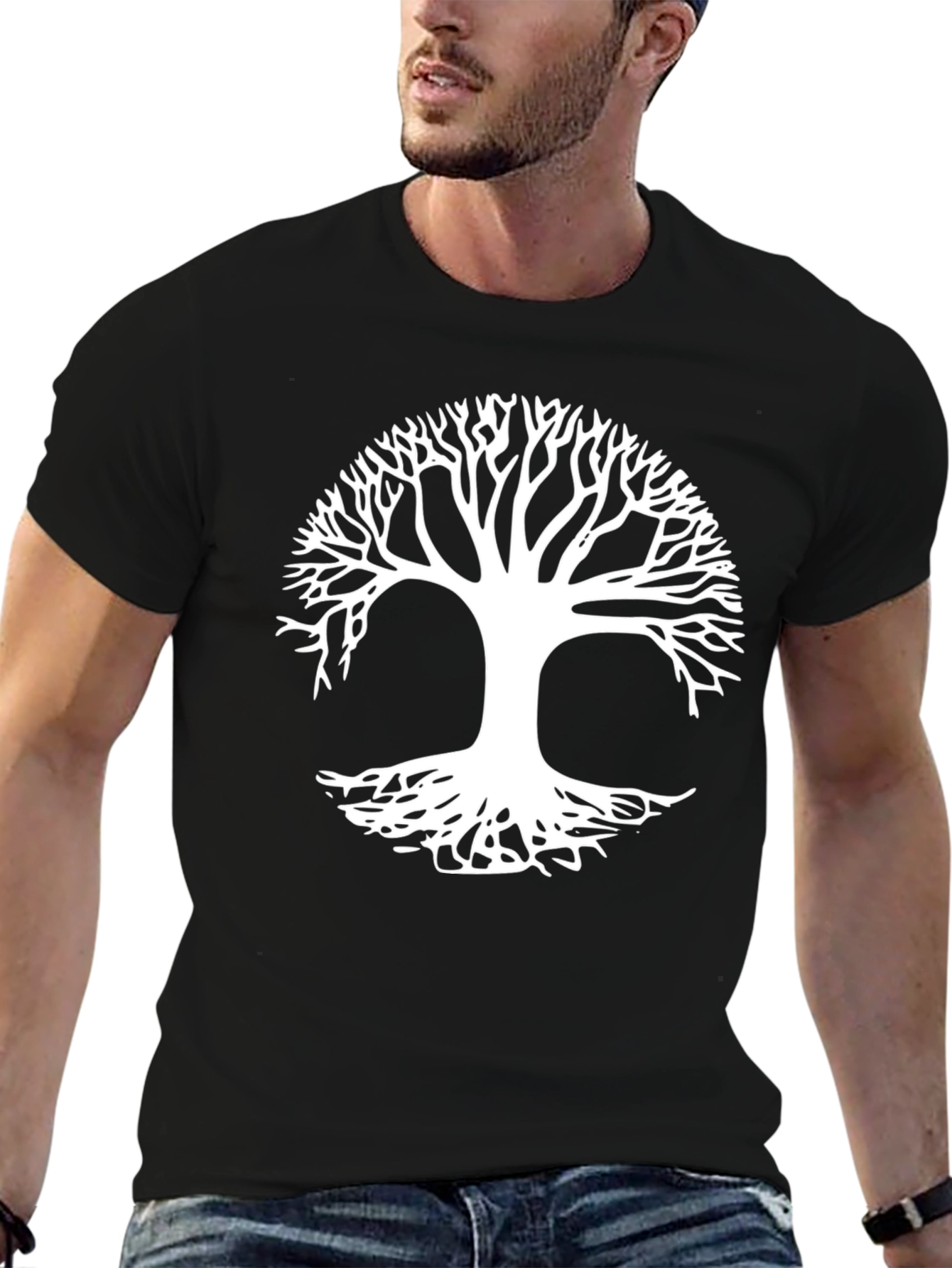 Tree of Life Graphic Tee - Black Cotton Casual