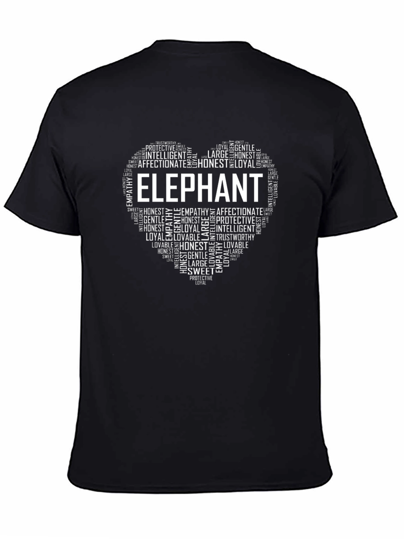 Elephant Word Art Heart T-Shirt