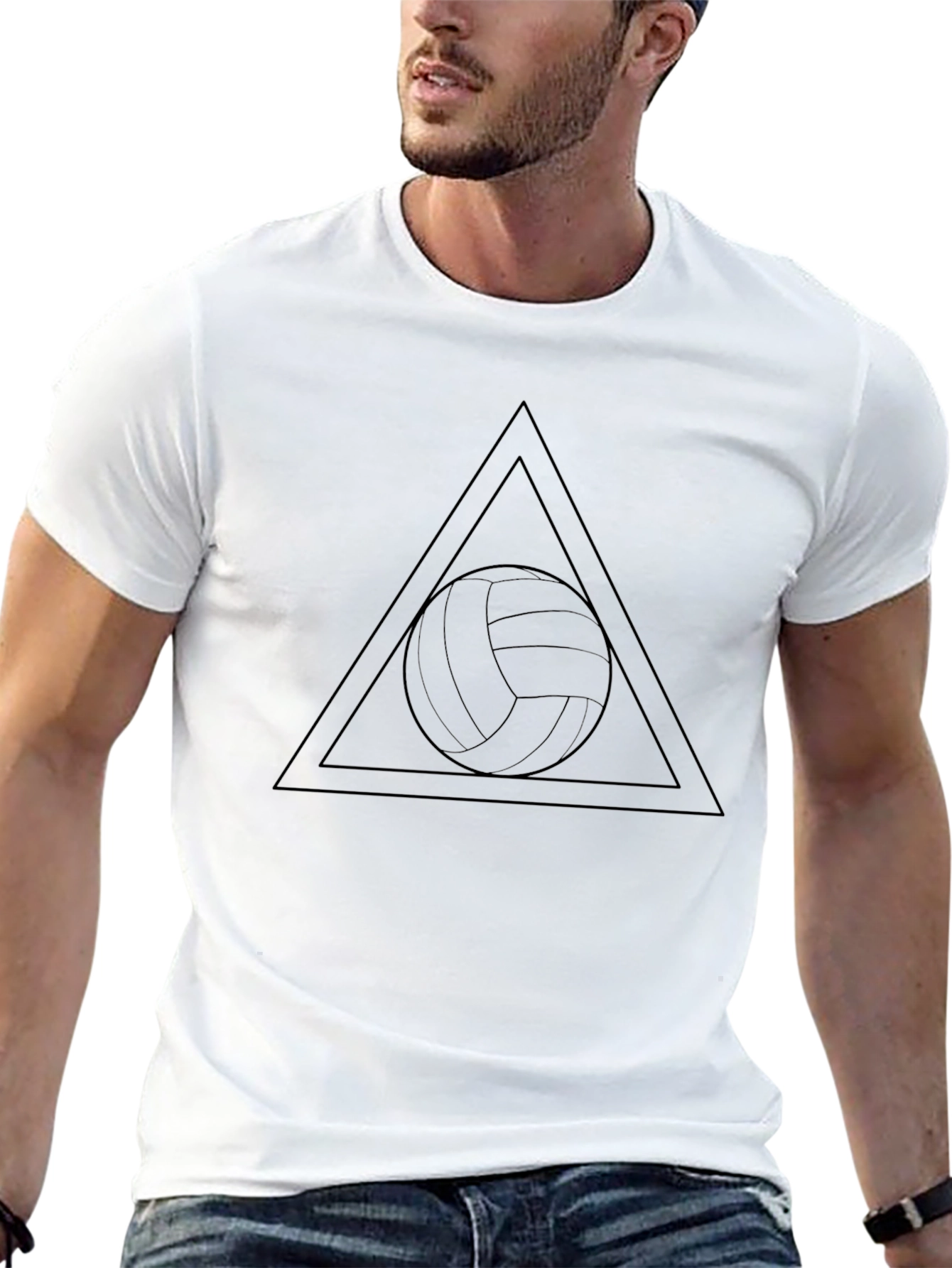 Volleyball Triangle Graphic Tee - Black Cotton Blend