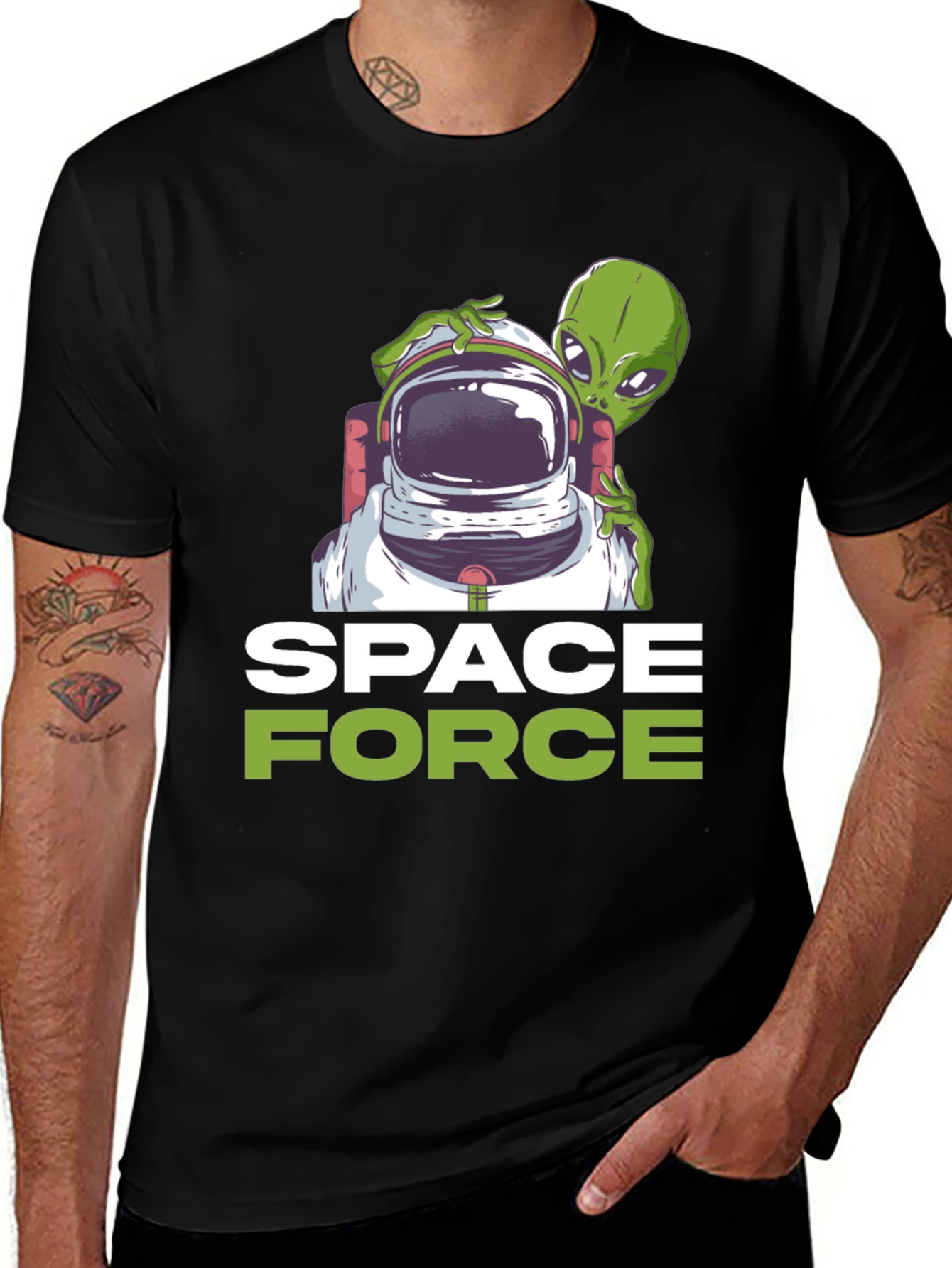 Space Force Alien Astronaut Graphic T-Shirt