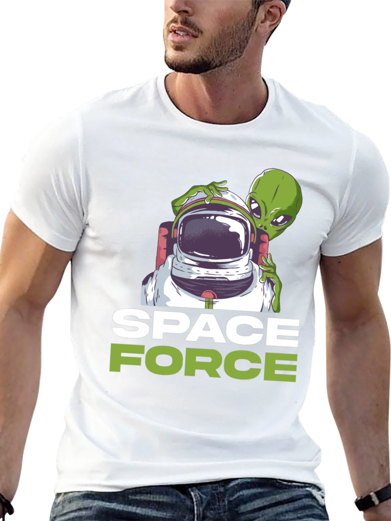 Space Force Alien Astronaut Graphic T-Shirt
