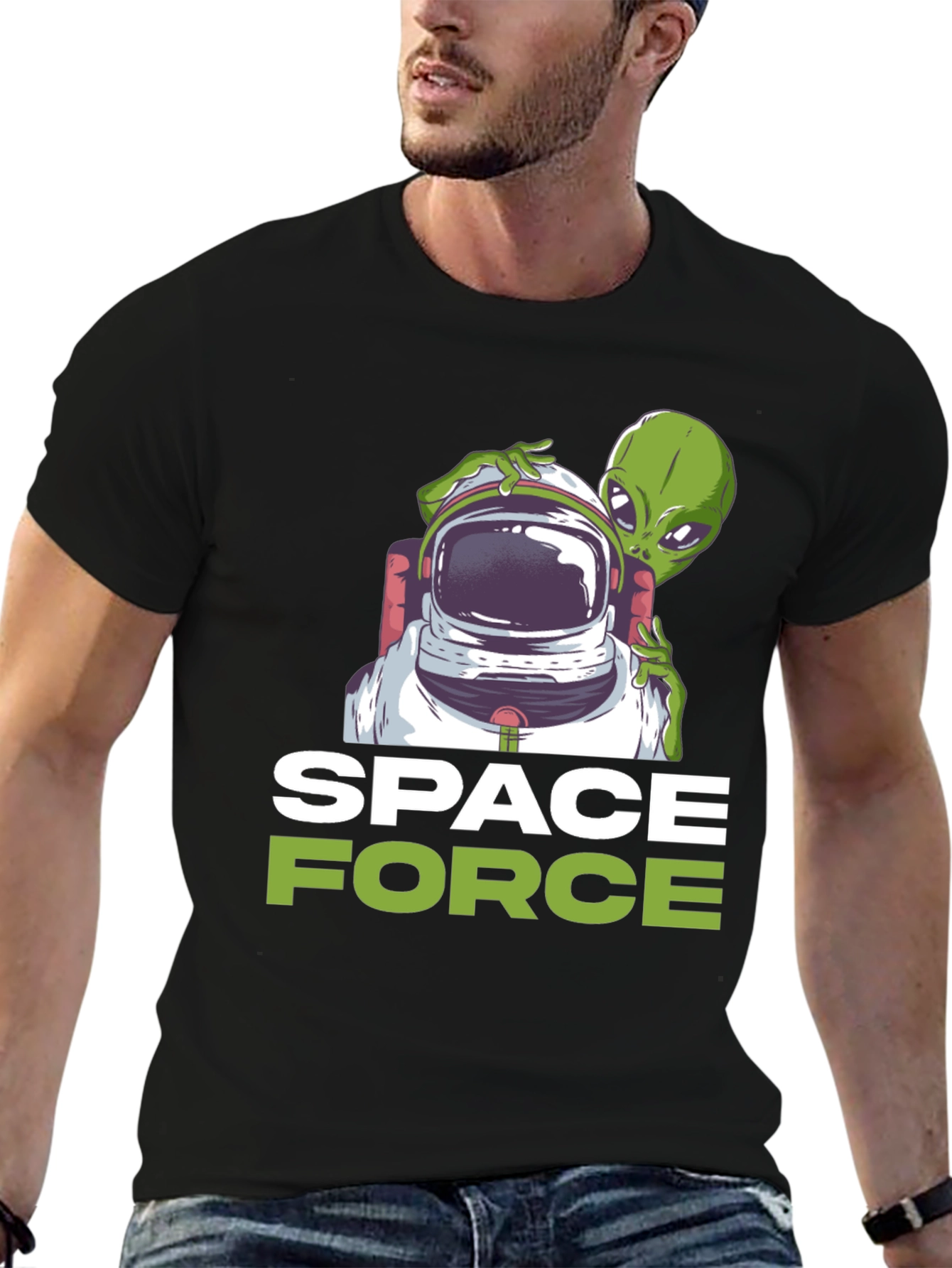Space Force Alien Astronaut Graphic T-Shirt