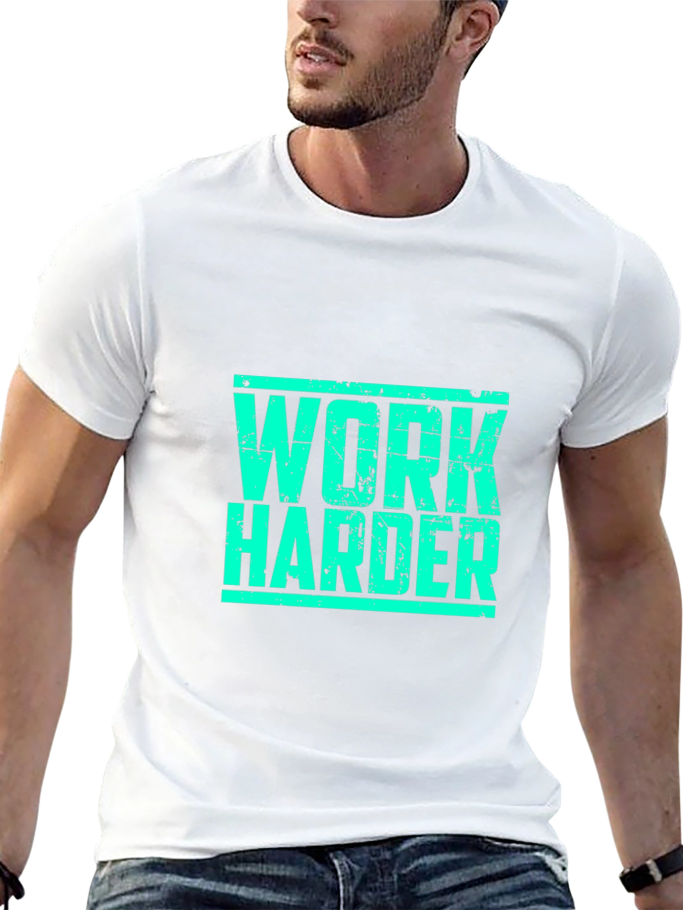 Work Harder Black Graphic T-Shirt