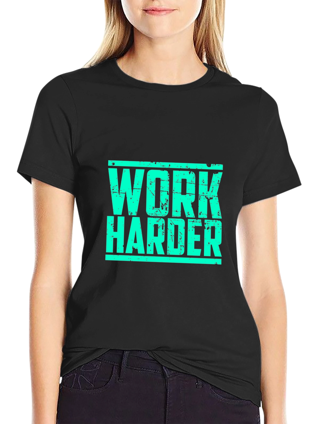 Work Harder Black Graphic T-Shirt