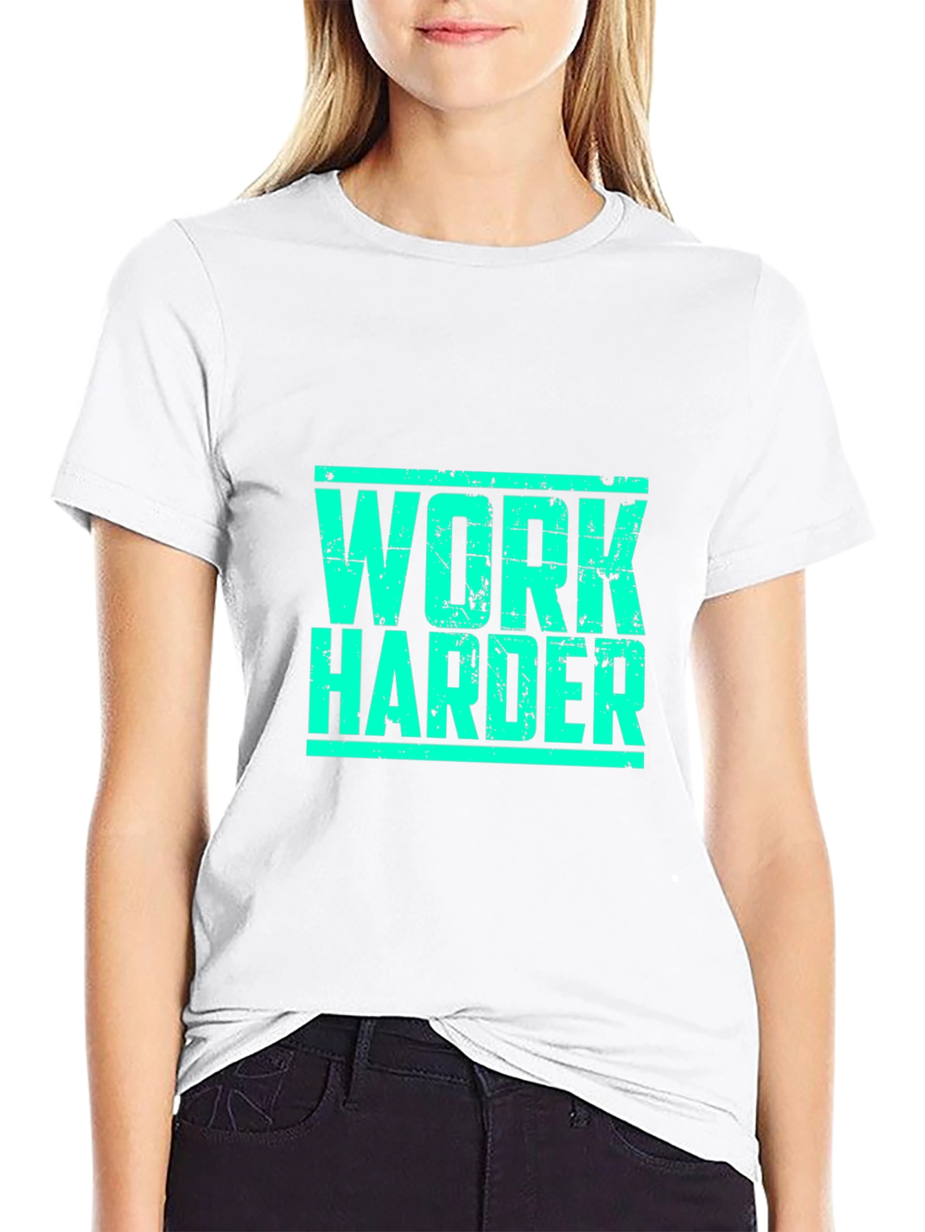 Work Harder Black Graphic T-Shirt