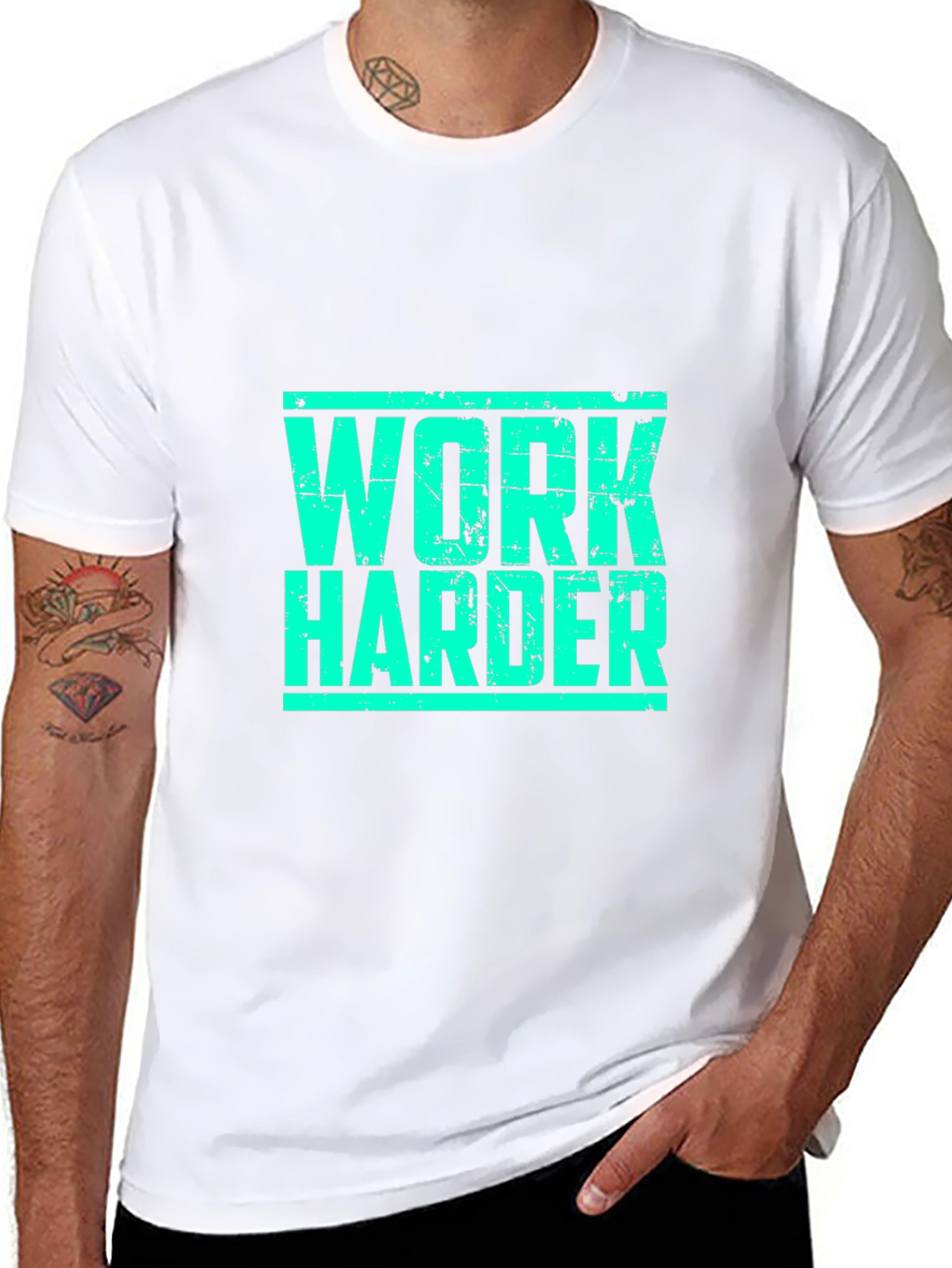 Work Harder Black Graphic T-Shirt