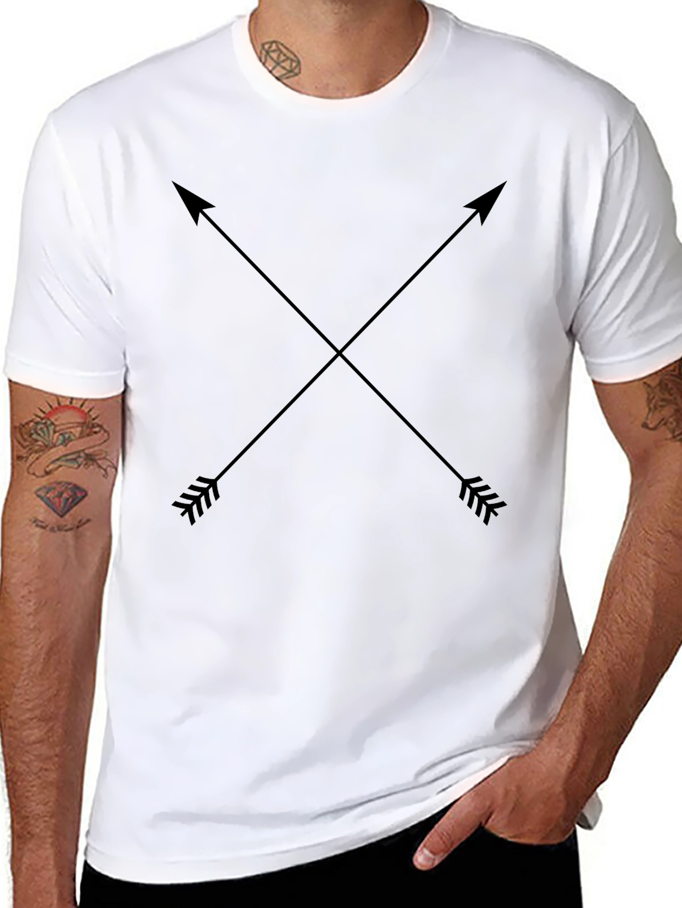 Crossed Arrows Graphic Tee - Casual Black T-Shirt