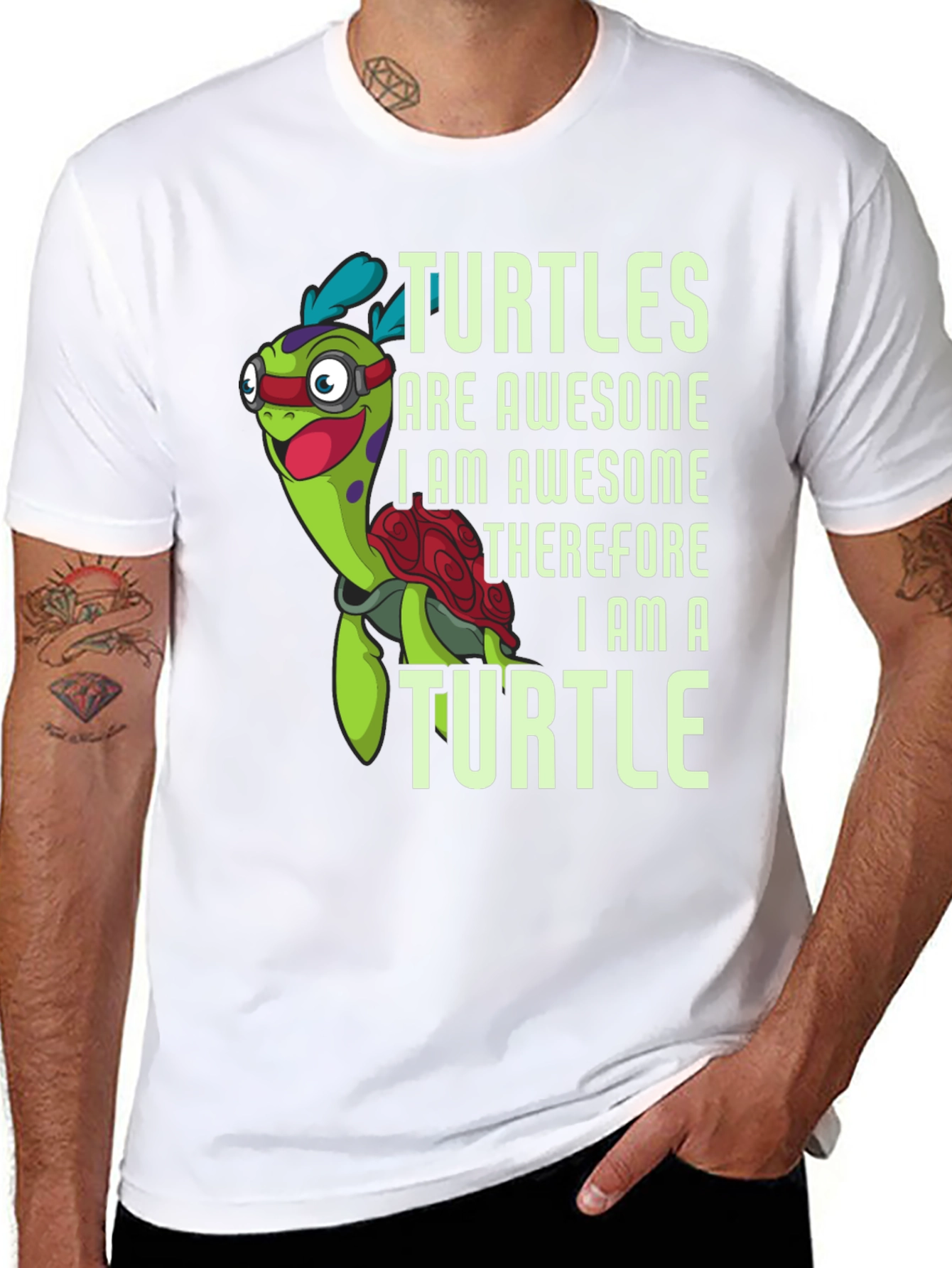 Awesome Turtle Graphic Tee - Mens Black T-Shirt