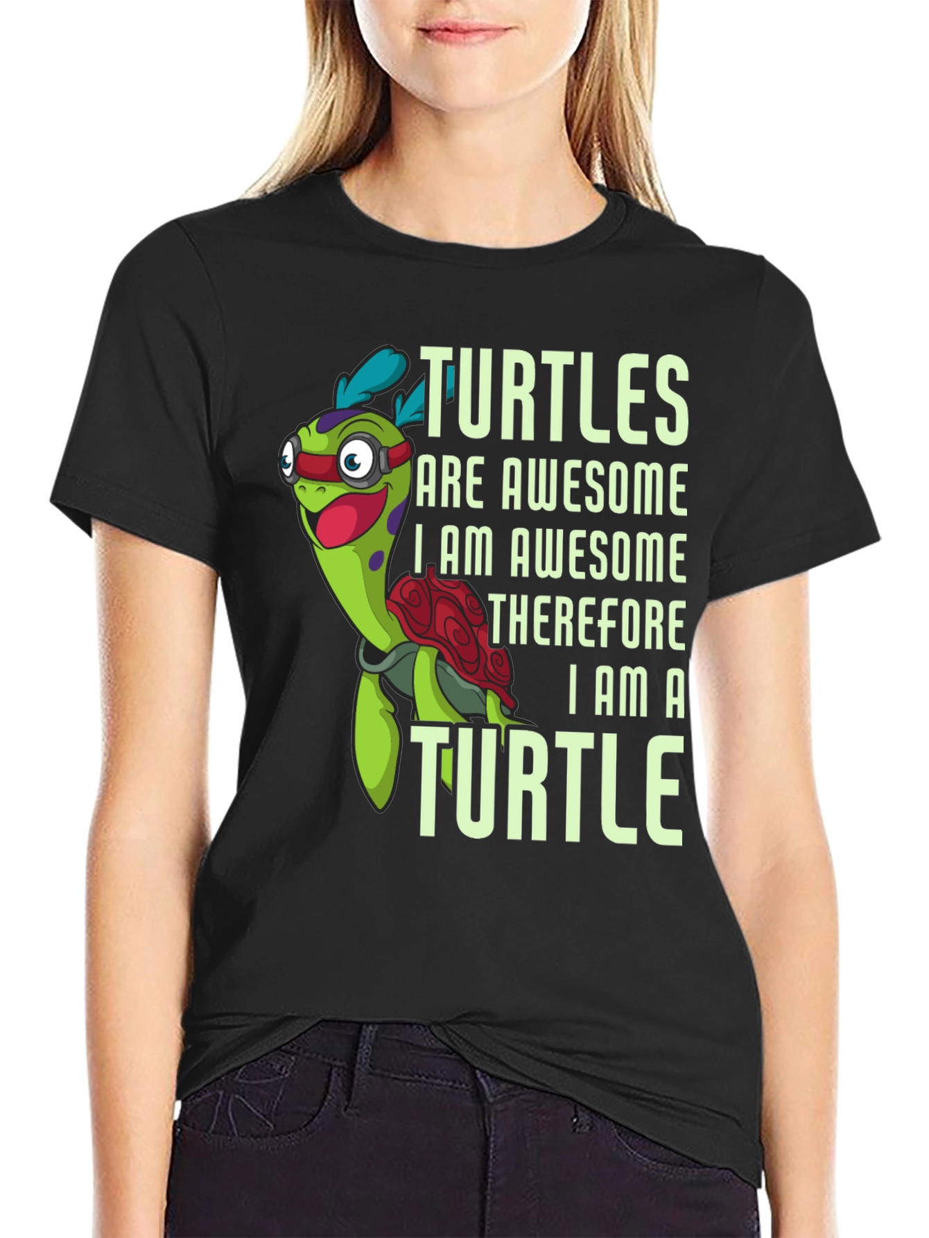 Awesome Turtle Graphic Tee - Mens Black T-Shirt